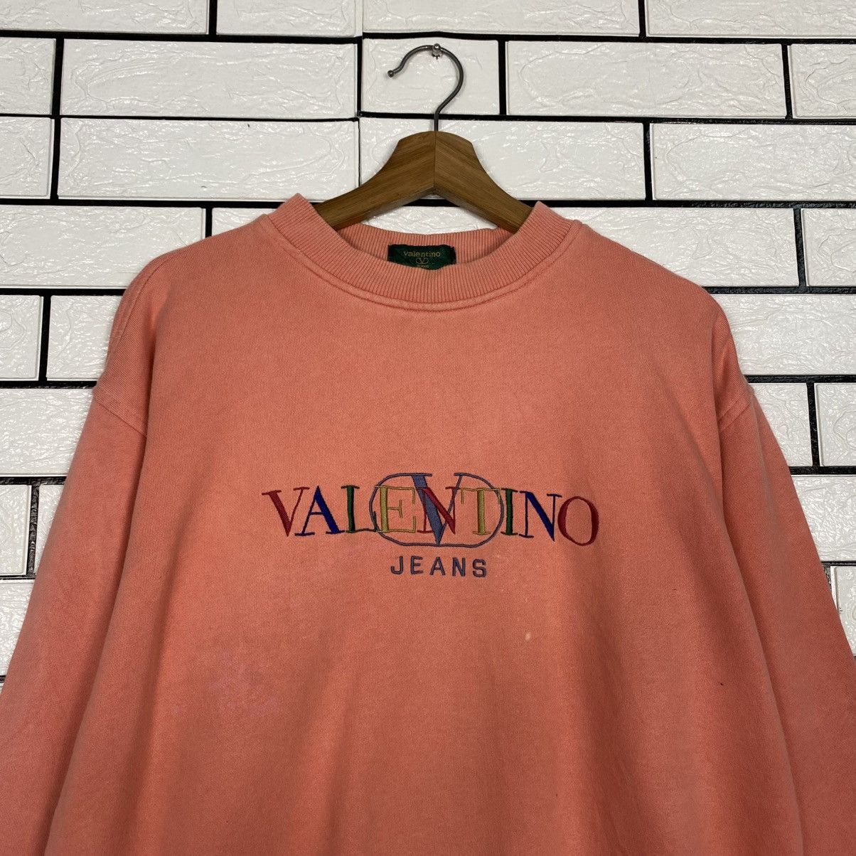 Japanese Brand 📌Vintage Sweatshirt Valentino Jeans Big Logo Embroidery Size US L / EU 52-54 / 3 - 4 Thumbnail