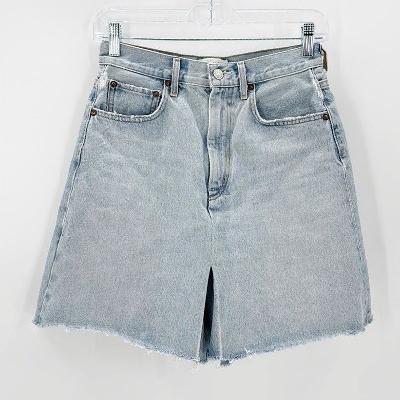 Agolde Agolde High Rise Denim Cutoff Pleat Skort size 26 Size 26" / US 2 / IT 38 - 3 Thumbnail