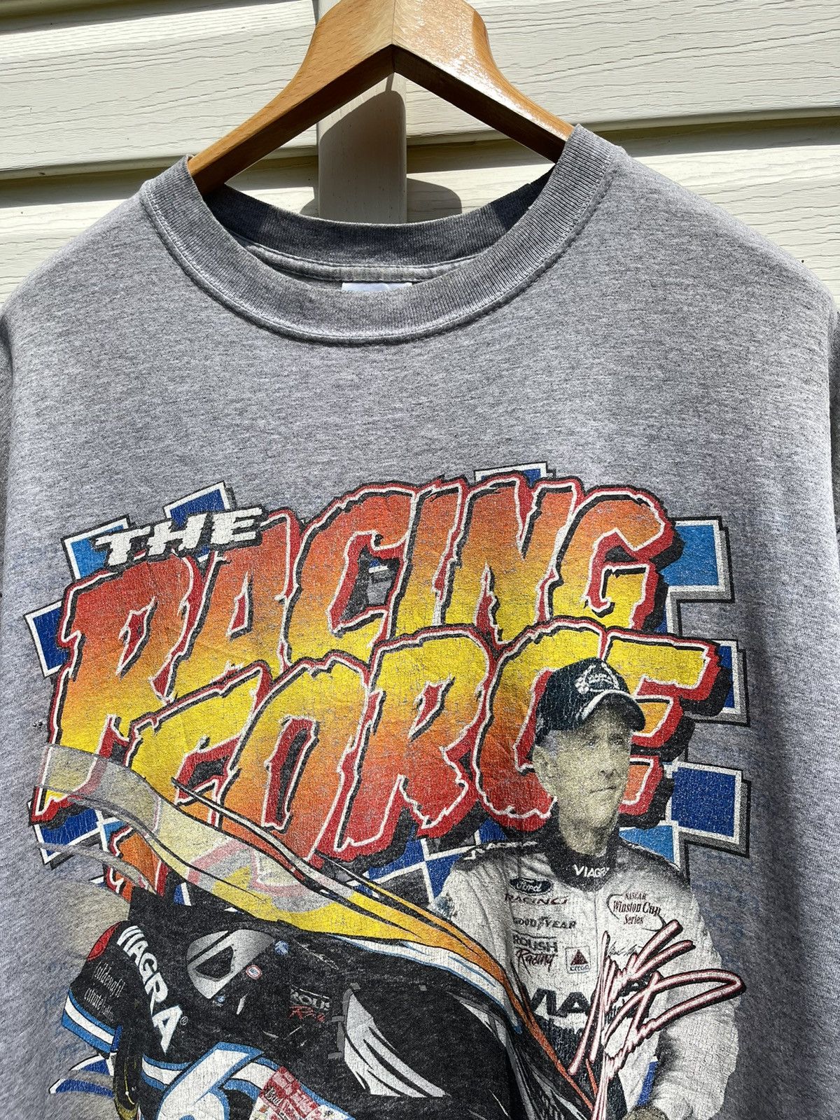 NASCAR 90s Viagra NASCAR Ford Racing Mark Martin Vintage Tee Shirt Size US XL / EU 56 / 4 - 5 Thumbnail