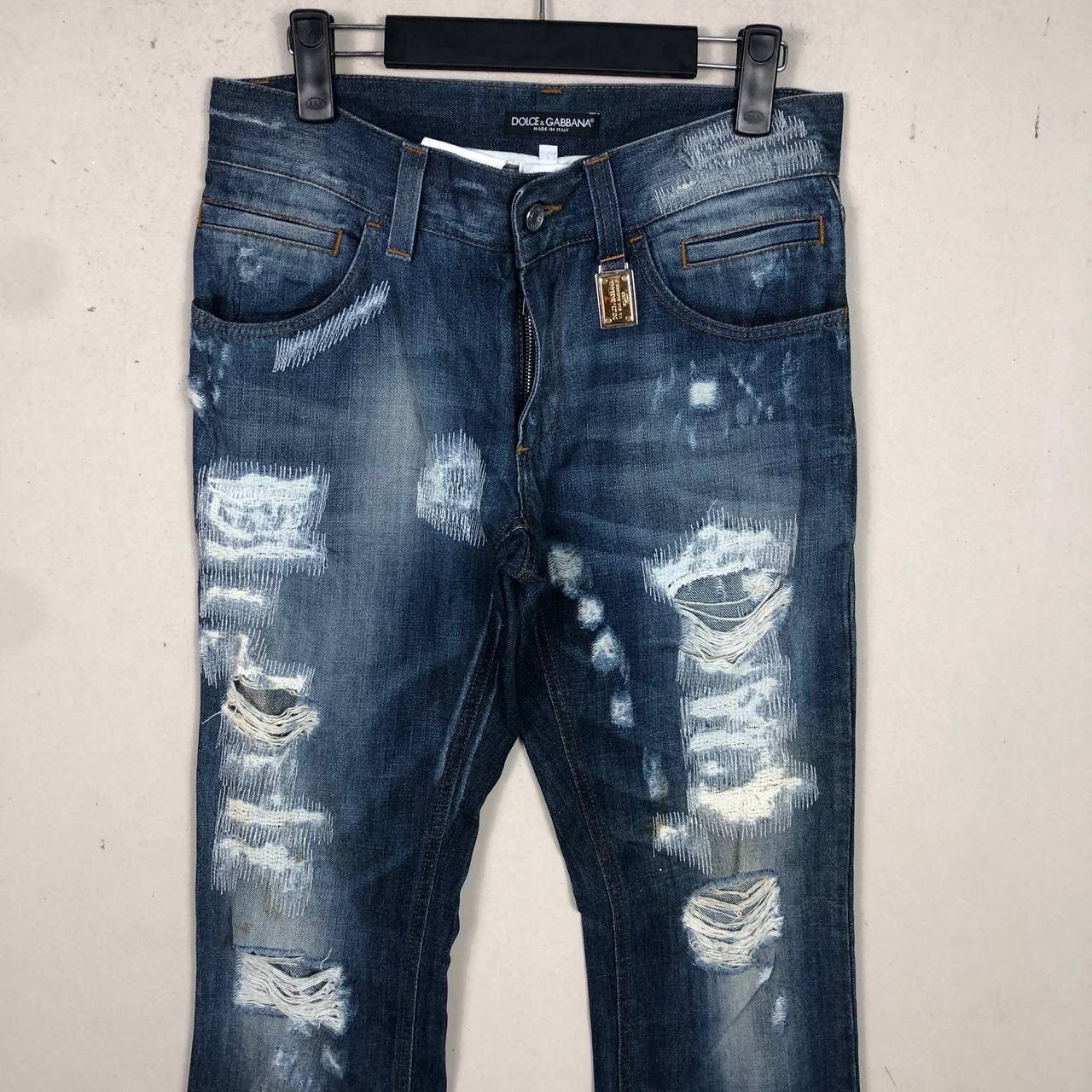 Dolce & Gabbana Destroyed Dolce & Gabbana Distress Ripped Jeans Punk Denim Size US 31 - 3 Thumbnail