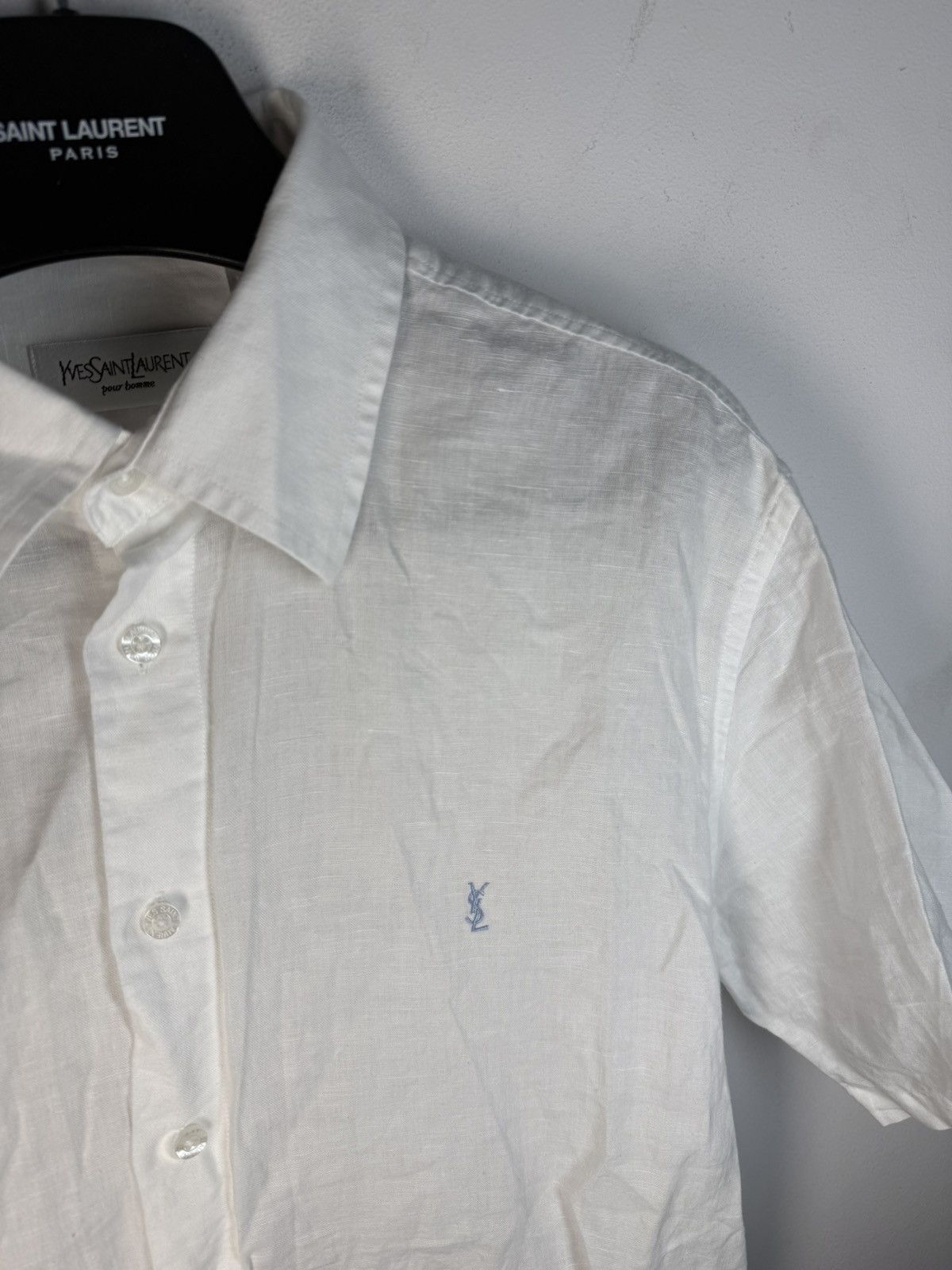 Yves Saint Laurent Linen YSL Shirt White Summer Size US L / EU 52-54 / 3 - 19 Thumbnail