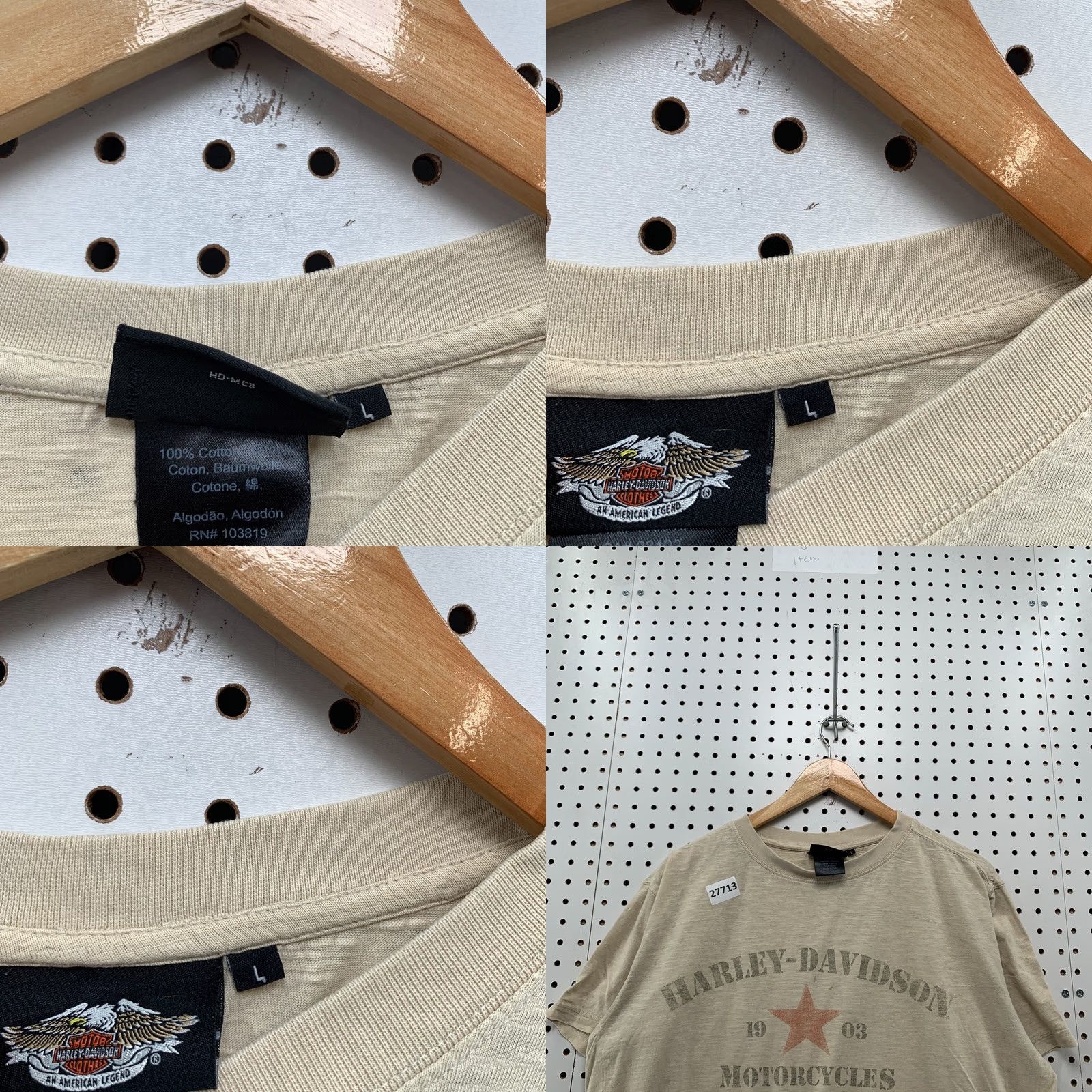 Harley Davidson Harley Davidson Motorcycle Shirt Beige Mens Large Short Sleeve Adult L Size US L / EU 52-54 / 3 - 9 Thumbnail