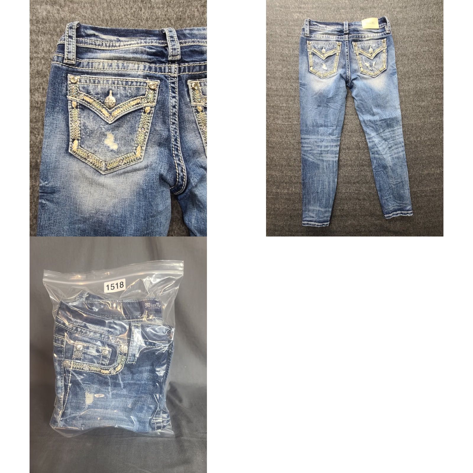 Miss Me Miss Me Jeans Womens 25 Regular Ankle Mid Rise Embellished Thrashed Cowgirlcore Jeans Wide Variety of Details Size 42" / US 20 - 9 Thumbnail