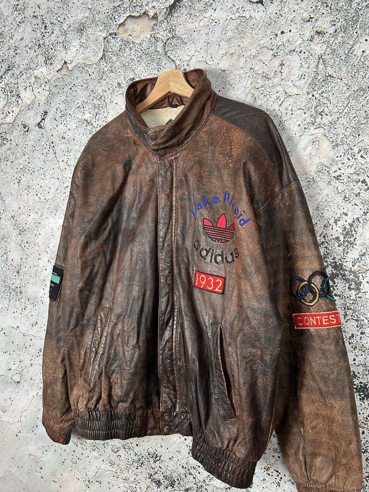 Adidas Vintage Adidas Lake Placid Olympic Games 1932 Leather Jacket Size US L / EU 52-54 / 3 - 2 Thumbnail