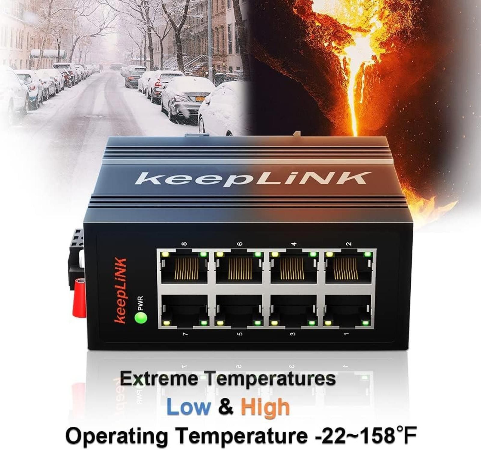 Keeping NY Everywhere 8-Port Industrial Ethernet Switch, Keeplink Kp-9000-45-5tp Size ONE SIZE - 3 Thumbnail
