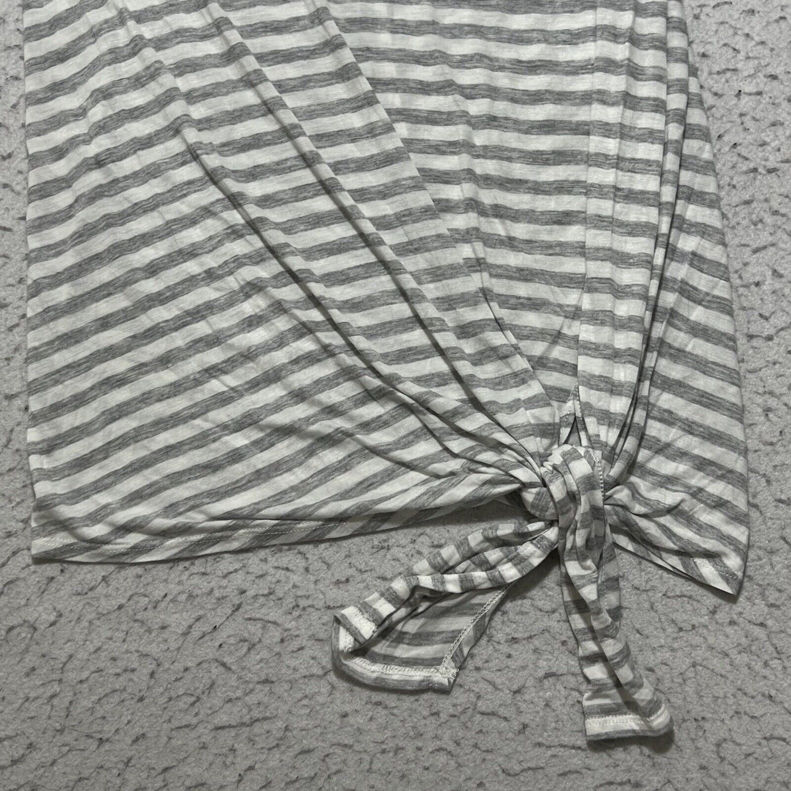 Nordstrom Bobi Sleeveless Tank Top Tie Strap Gray + White Striped Size XS / US 0-2 / IT 36-38 - 5 Thumbnail