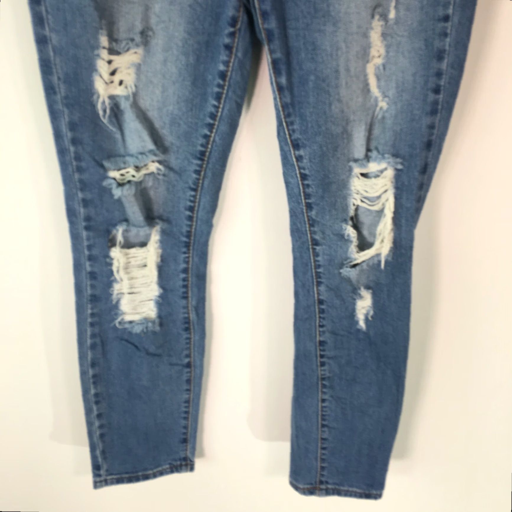 Cotton On Cotton On Womens Jeans Skinny Blue 7/8 Denim Regular 5-Pocket Distressed Slim Casual Size 28" / US 6 / IT 42 - 6 Thumbnail