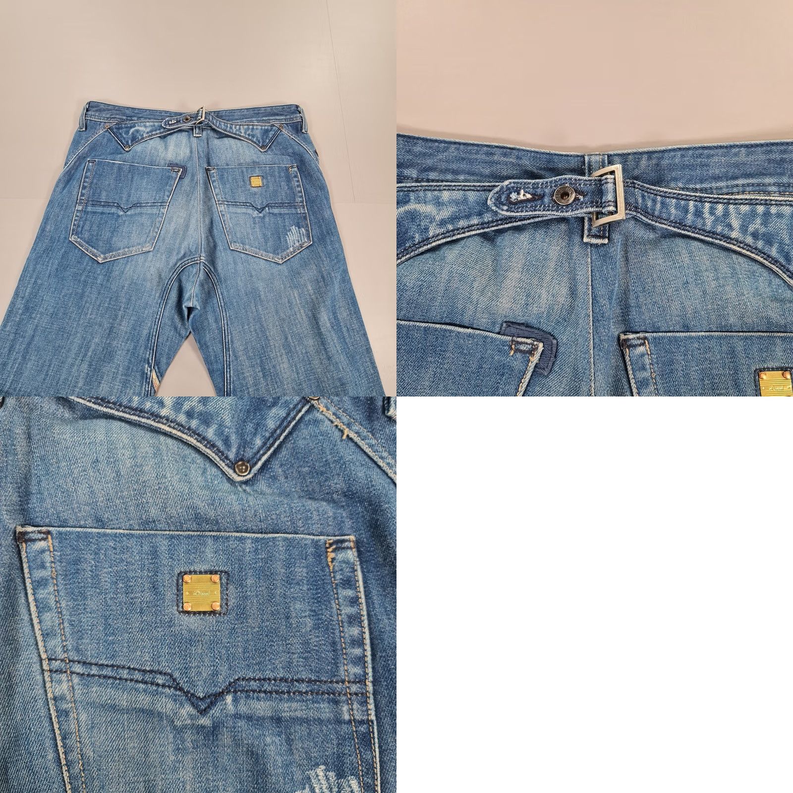Diesel Diesel Jeans Mens W36 L32 Blue Cinch Back Straight Leg Button Fly 008BK Size US 36 / EU 52 - 9 Thumbnail