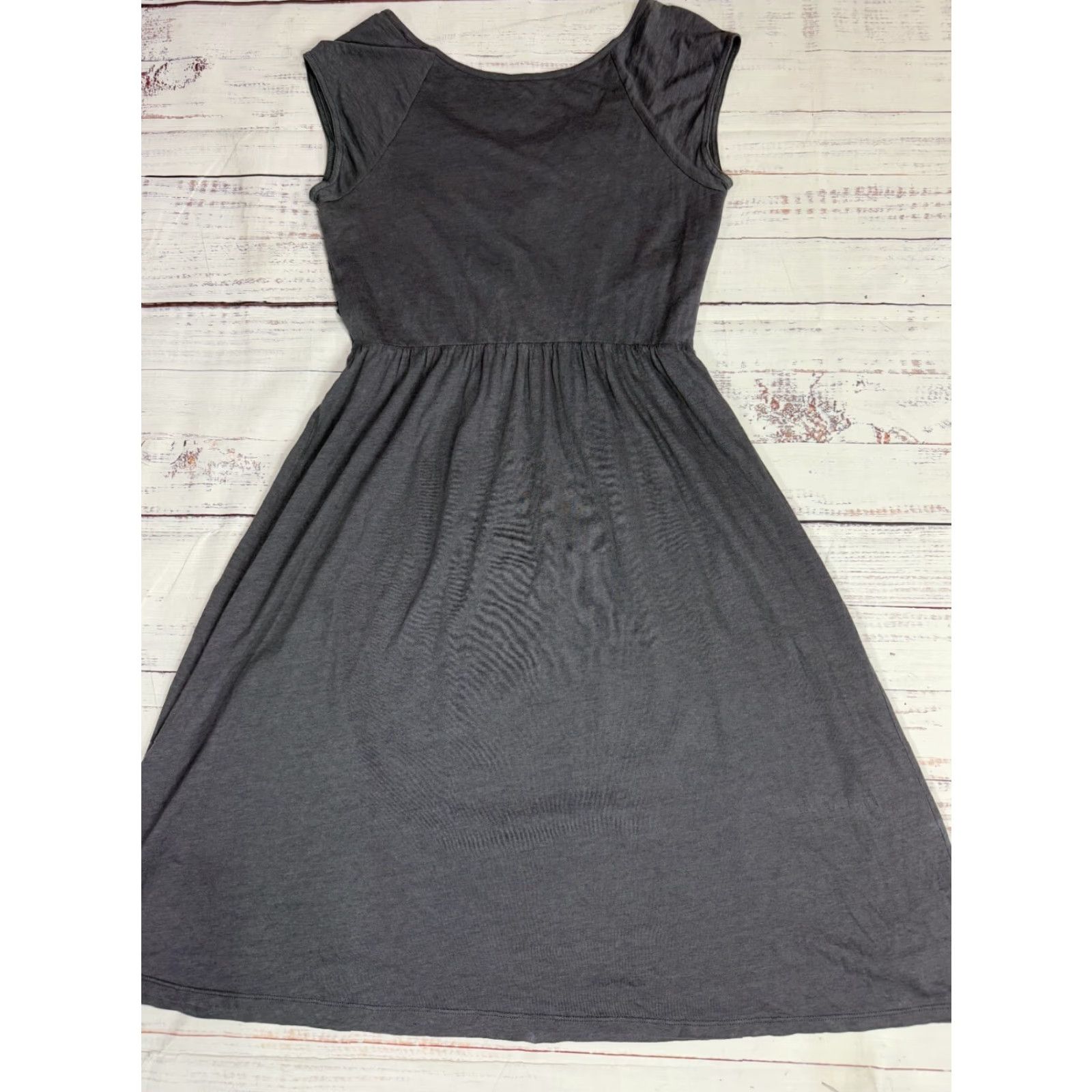 Vintage Garnet Hill Gray Sleeveless Dress Fit & Flare Casual Stretch Lined Sz 10 Size L / US 10 / IT 46 - 6 Thumbnail
