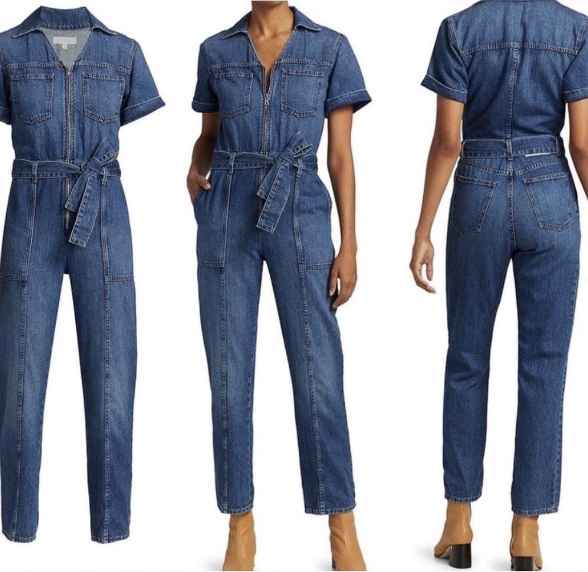 image of Jonathan Simkhai Golda Denim Jumpsuit In Palisades Blue, Women's (Size 34)
