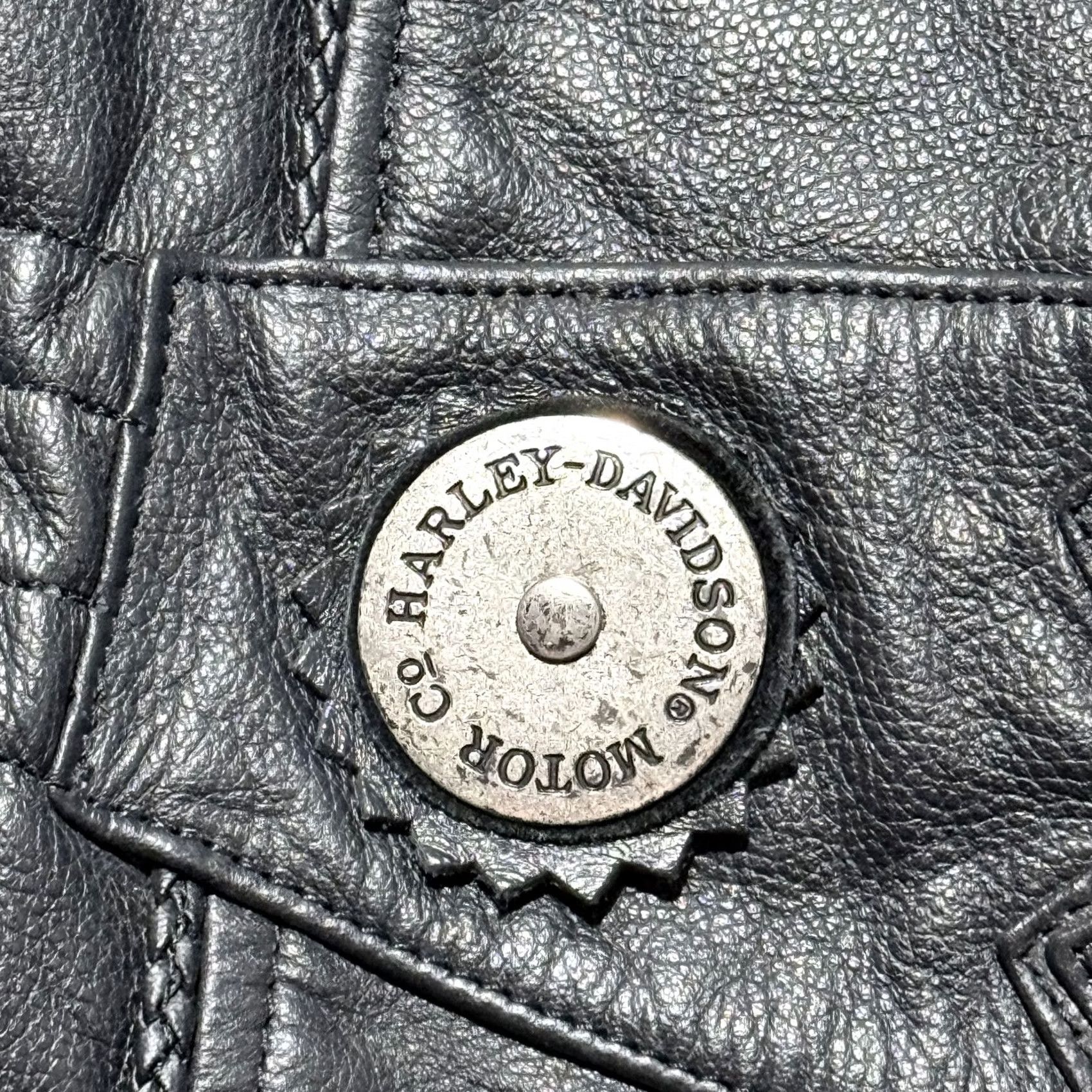 Harley Davidson VTG Harley-Davidson Leather Jacket Women's Black Biker XL Embossed Sierra Rose - Jacket, Harley-Davidson, Black, XL, Women Size XL / US 12-14 / IT 48-50 - 6 Thumbnail