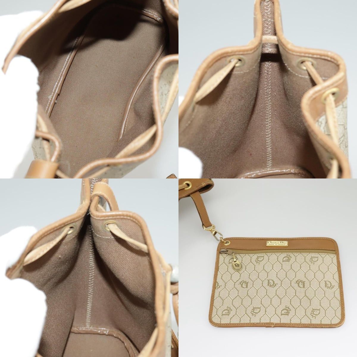Dior DIOR Honeycomb Canvas Shoulder Bag Pvc Leather Beige Gold Size ONE SIZE - 12 Thumbnail