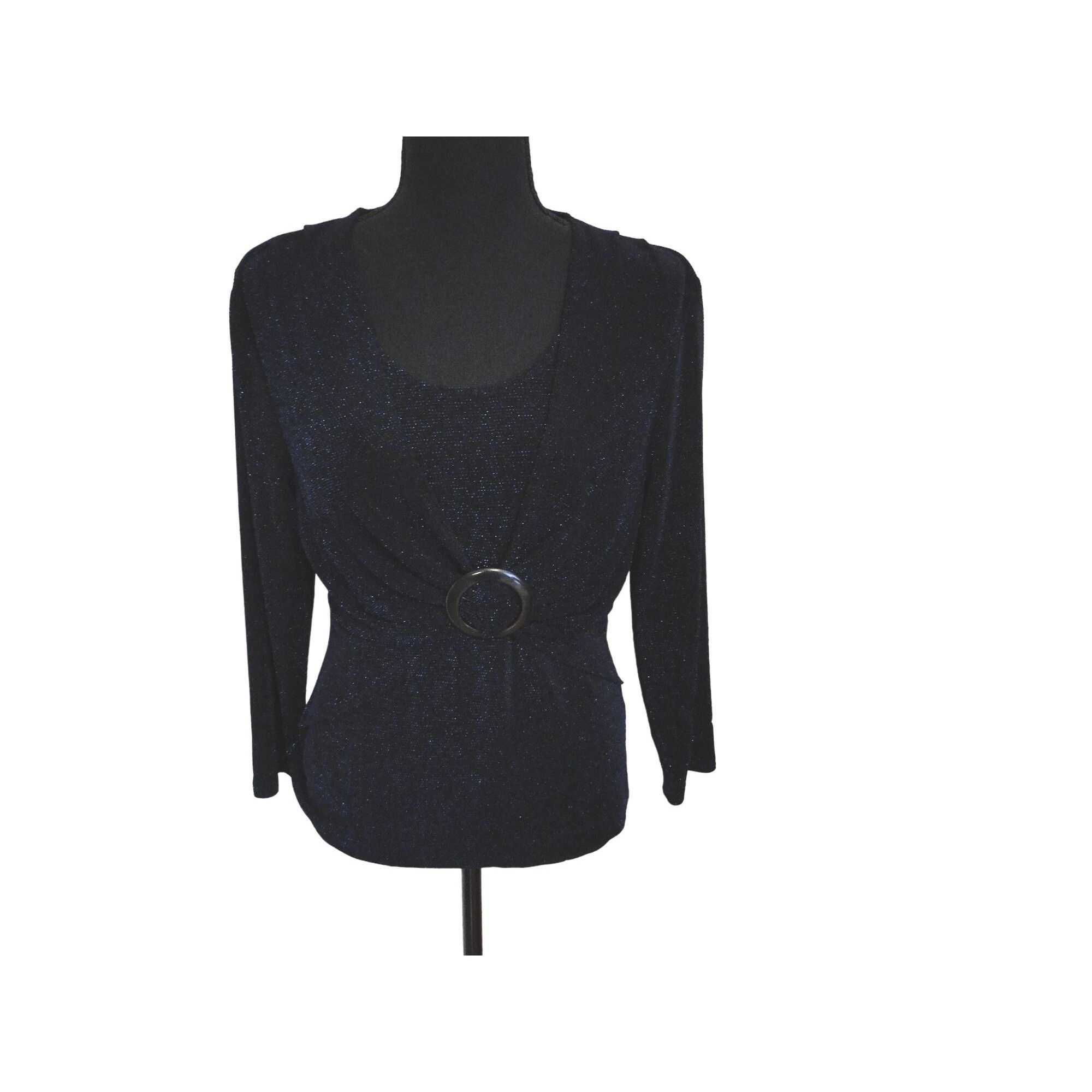 Other Connected Apparel Top Womens Medium M Black Blue Sparkle Size M / US 6-8 / IT 42-44 - 4 Thumbnail