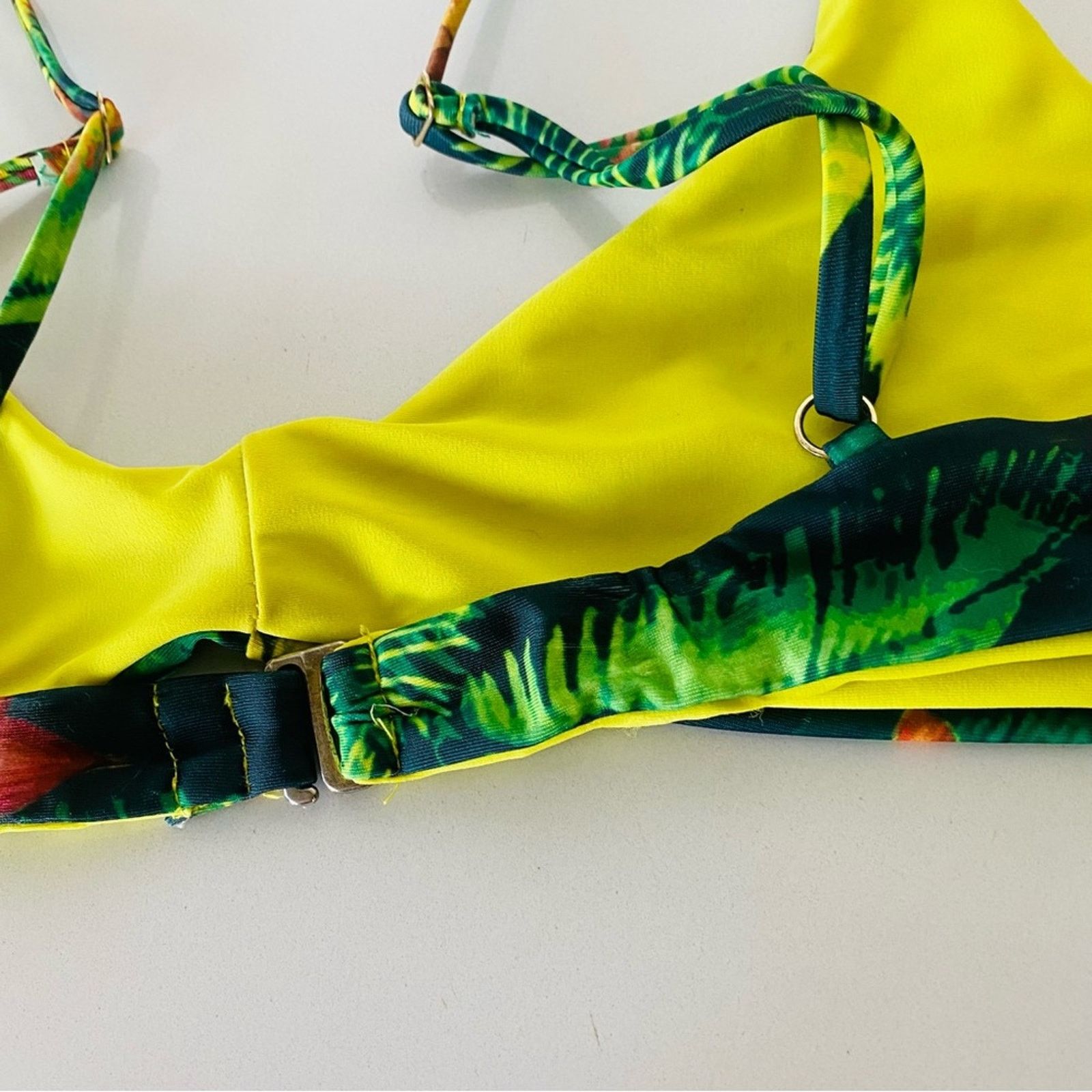 Beach Riot BEACH RIOT Green Blue Black Tropical Print Bikini Swim Top Size L / US 10 / IT 46 - 7 Thumbnail
