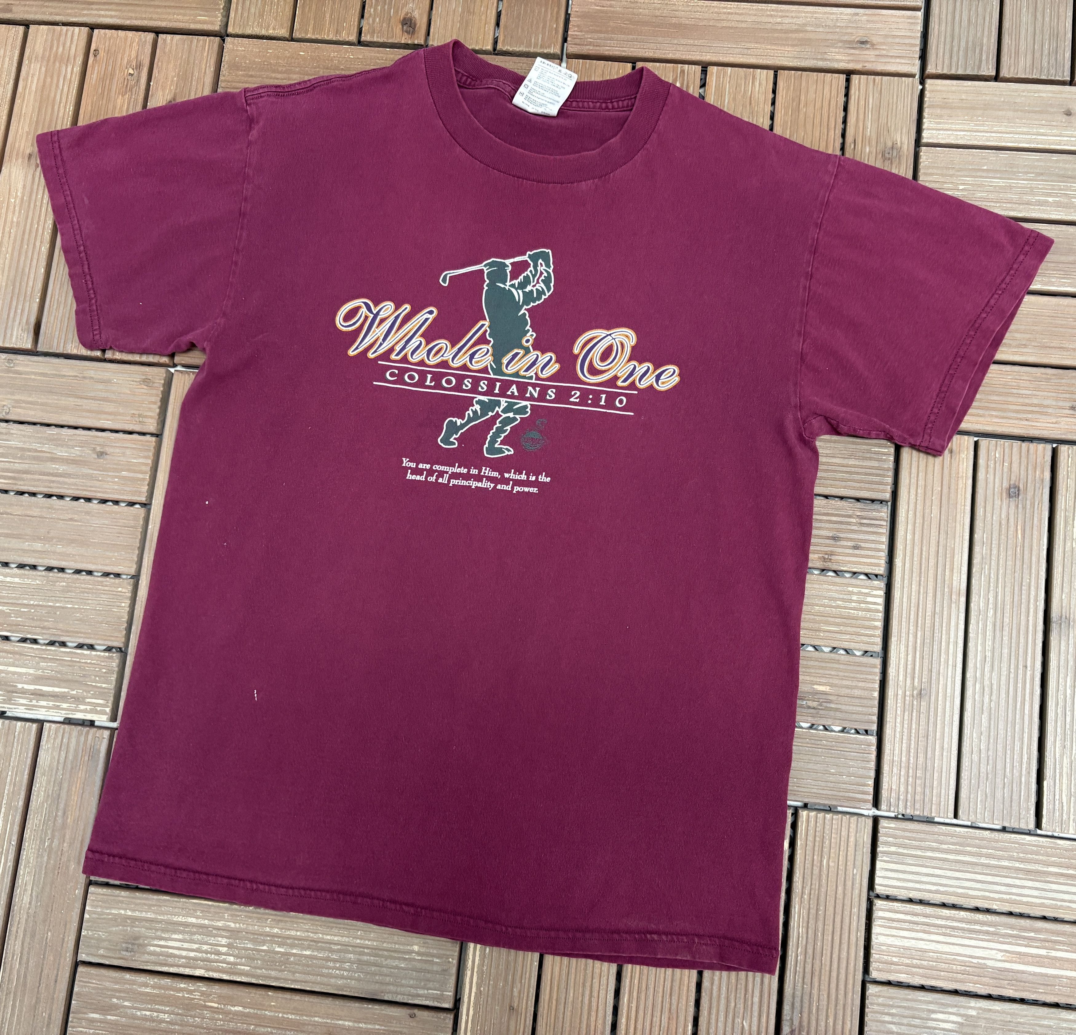 Vintage Whole In One Colossians 2:10 Vintage Red T-Shirt Tee Size US L / EU 52-54 / 3 - 3 Thumbnail