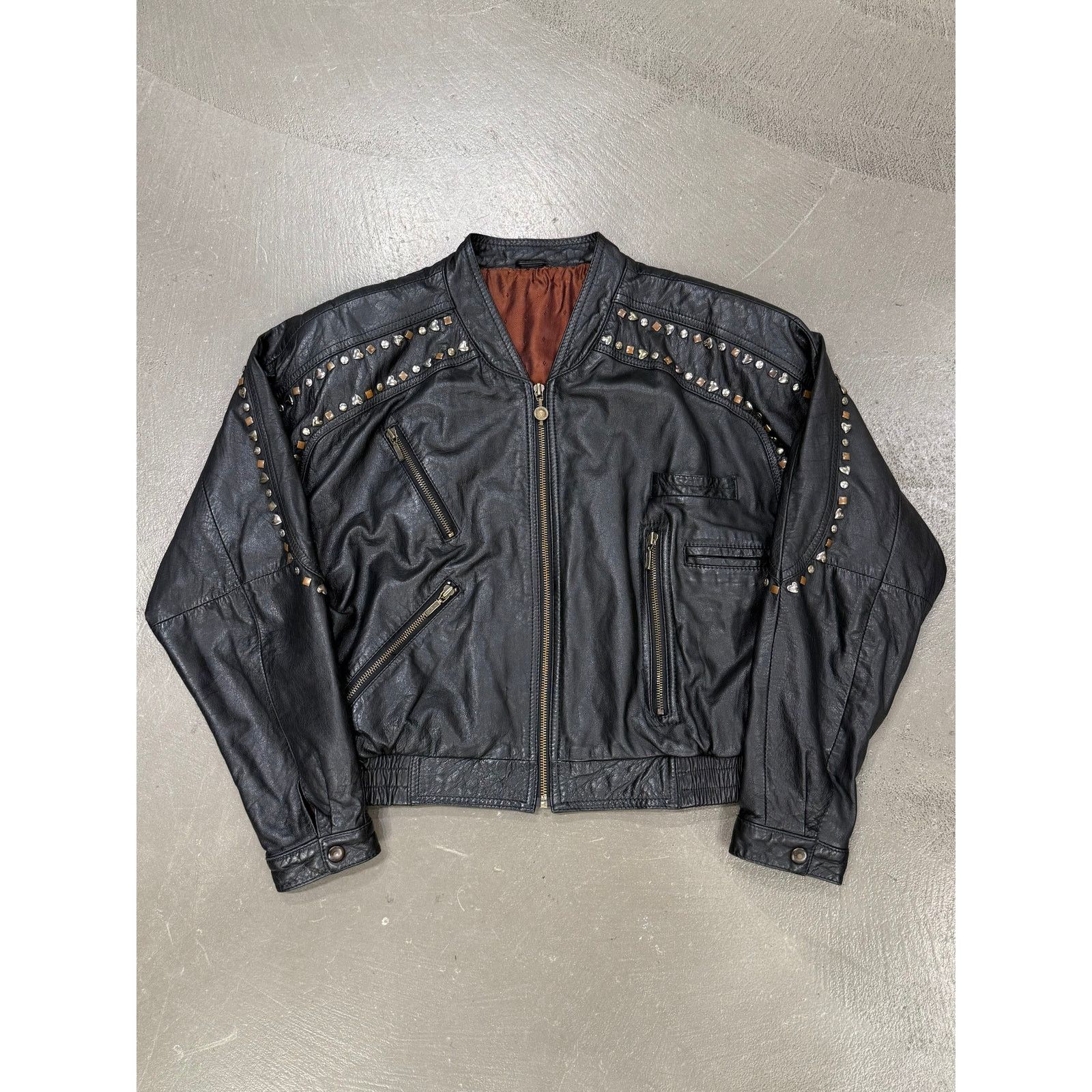 Versace 1990s GIANNI Versace "Playboy" studded leather bomber jacket Size M / US 6-8 / IT 42-44 - 1 Thumbnail