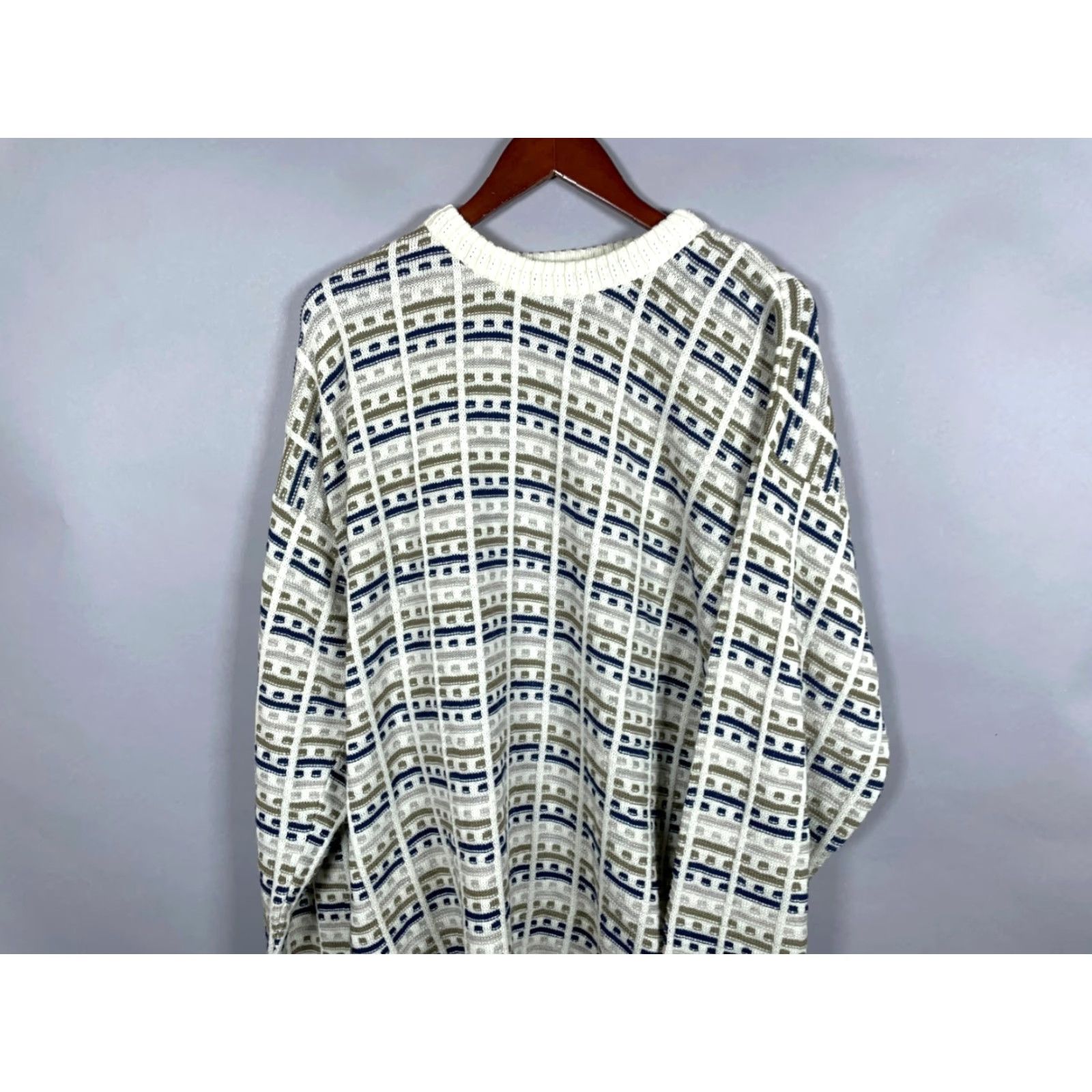 Vintage VINTAGE Pacific Wind Men's Sweater Adult Large Crewneck Knit Textured Geometric Oversized 90s Fall Winter Size US L / EU 52-54 / 3 - 3 Thumbnail