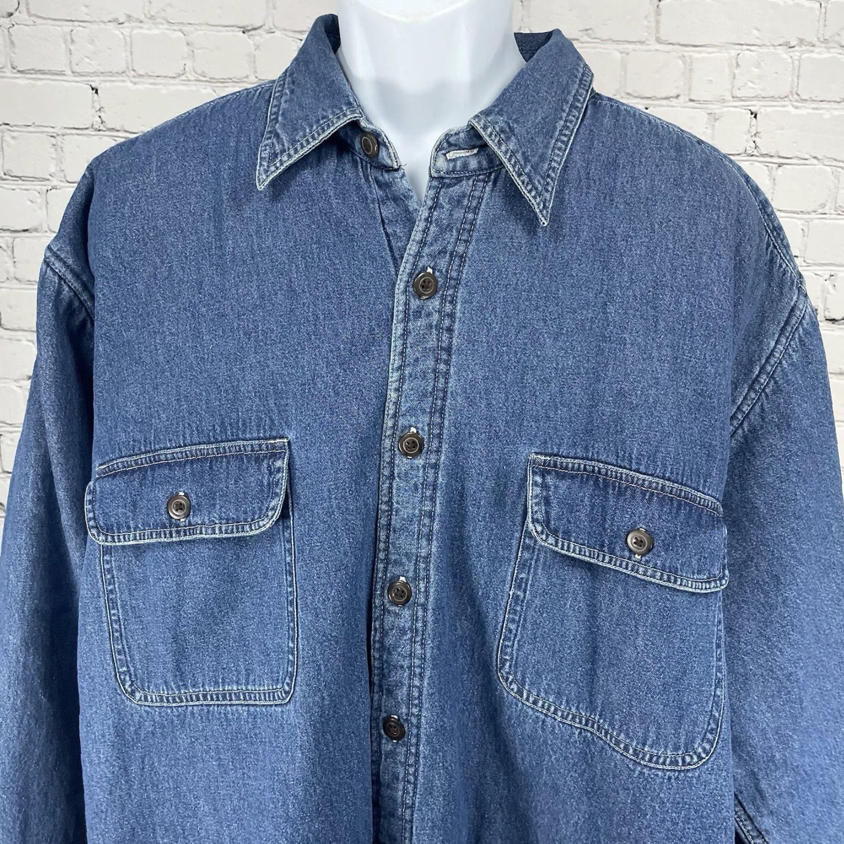 Denime Consensus Jacket Shacket Denim Button Up Fleece Lined Pockets Size XXL Men Blue 90s Vintage-Not Lined? Size US XXL / EU 58 / 5 - 6 Thumbnail
