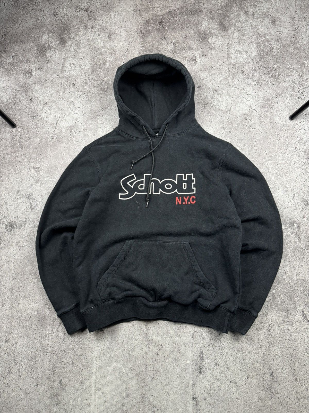 Schott Vintage Schott NYC Big Logo Y2K Faded Hoodie USA Size US M / EU 48-50 / 2 - 1 Thumbnail