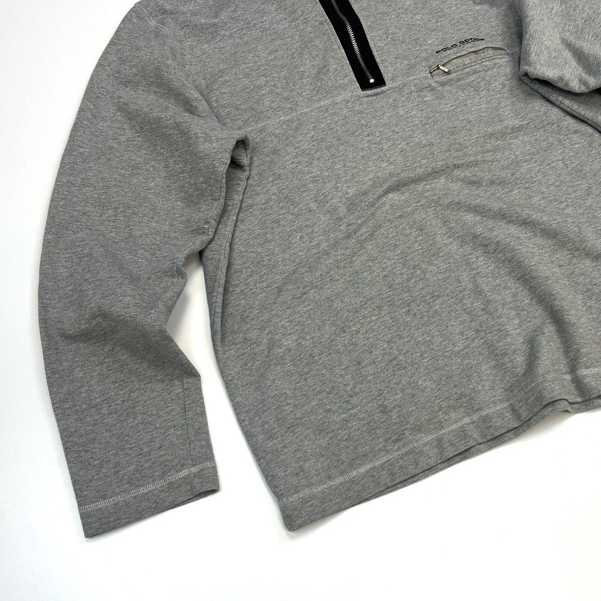Polo Ralph Lauren × Ralph Lauren × Vintage Vintage Polo Sport Ralph Lauren Logo Grey Cotton 1/4 Zip -L Size US L / EU 52-54 / 3 - 7 Thumbnail