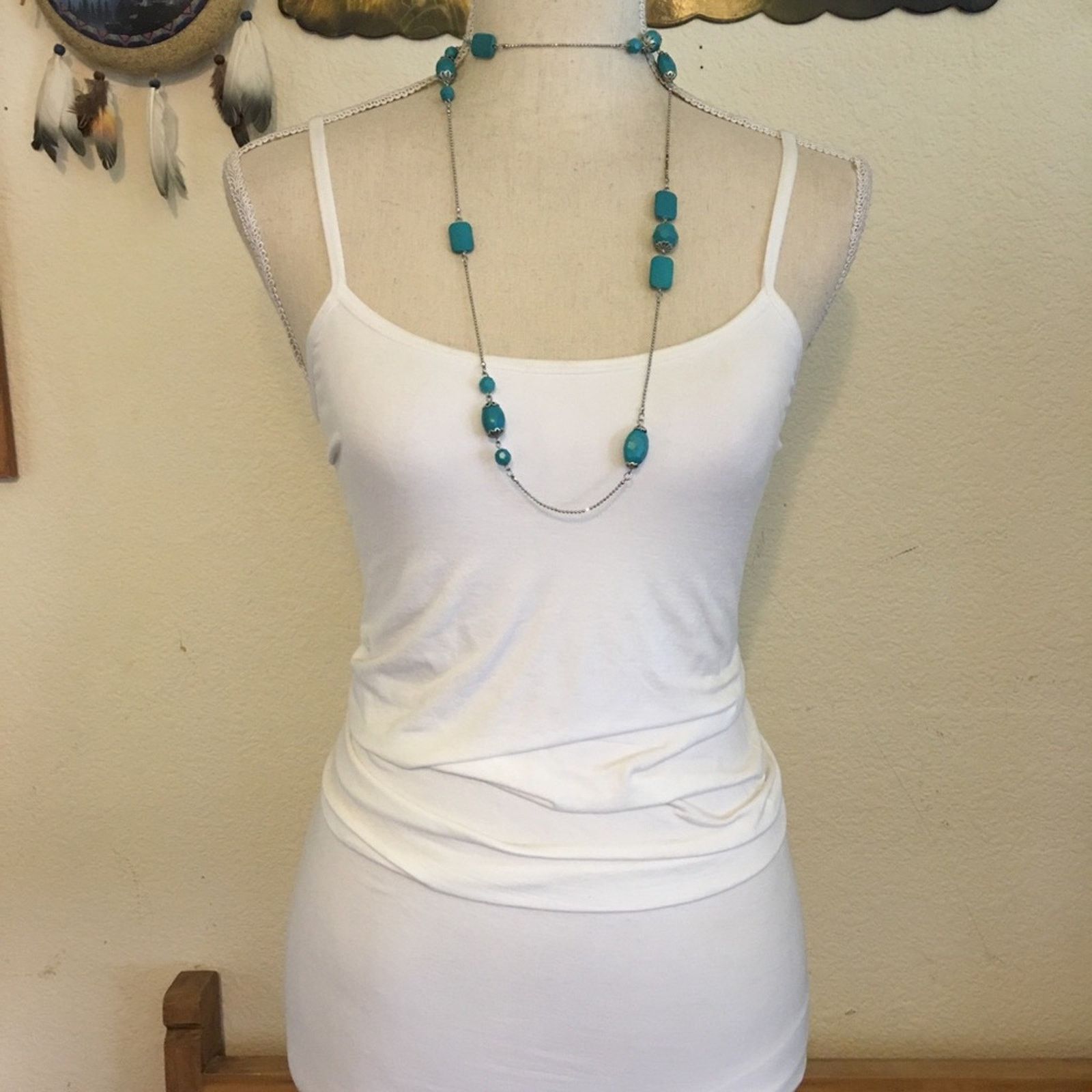 Jewelry Faux turquoise beads silver ball chain necklace Size ONE SIZE - 4 Thumbnail