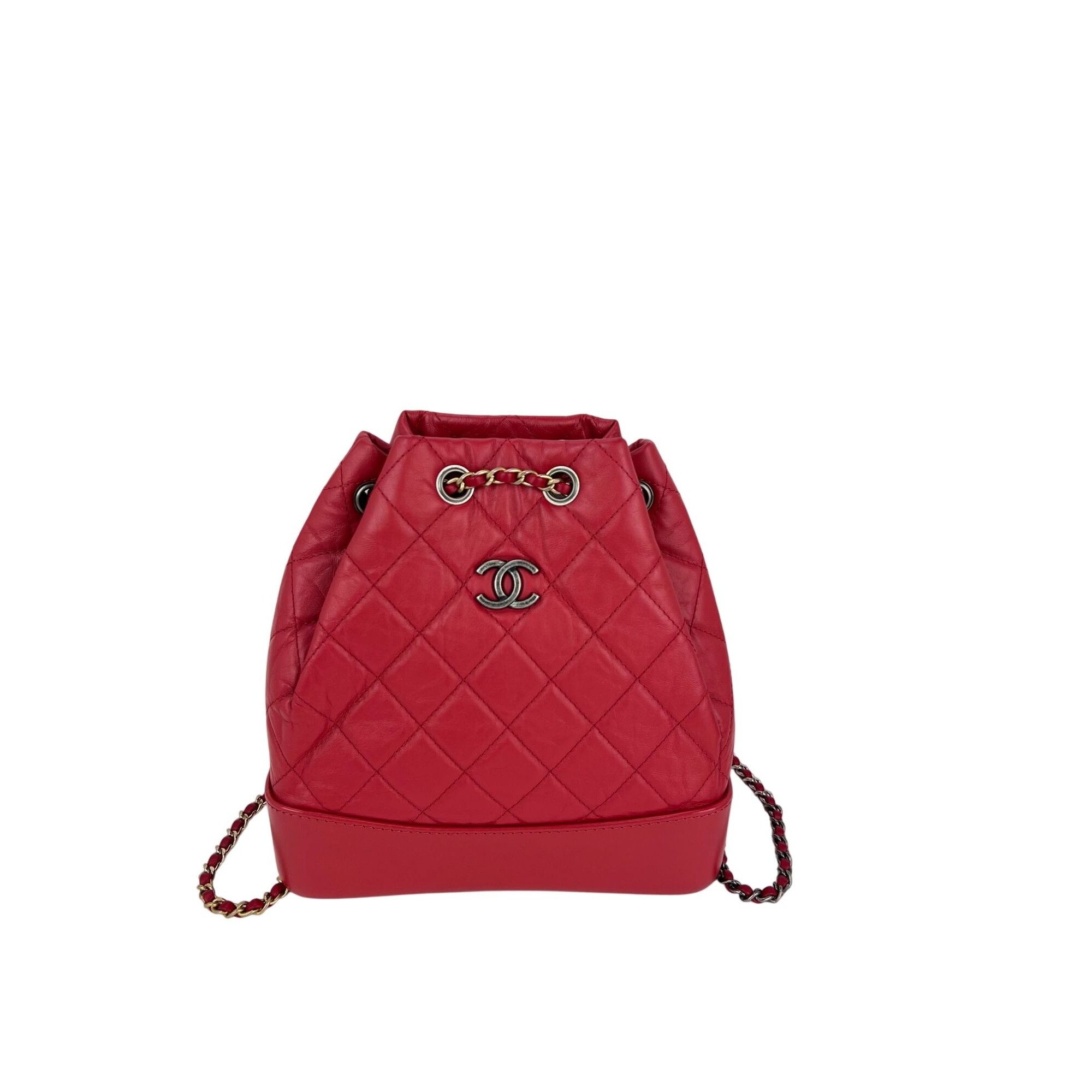 Chanel Chanel Aged Calfskin Quilted Small Gabrielle Red Backpack Size ONE SIZE - 1 Thumbnail