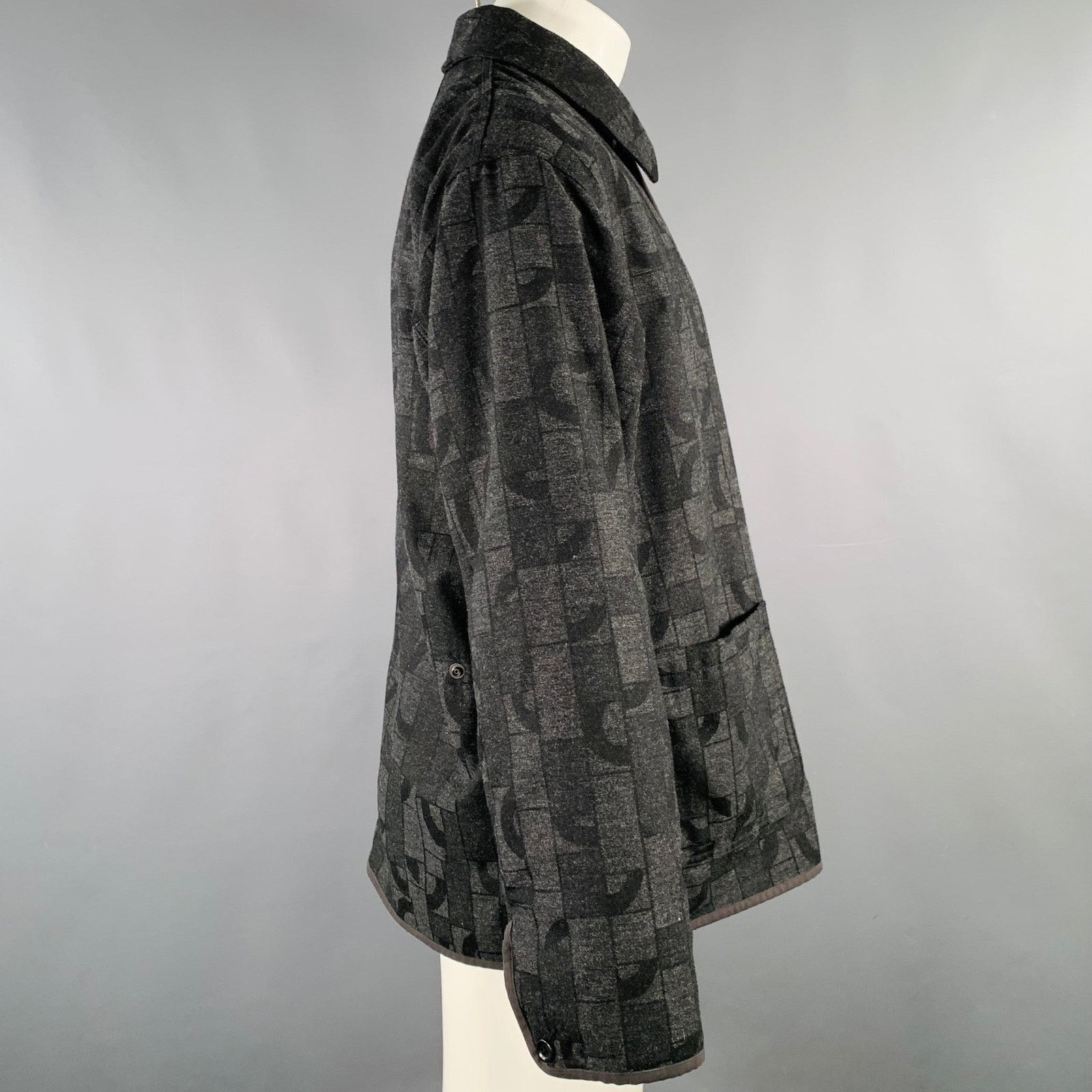 Other PILGRIM Size M Grey Black Geometric Wool Blend Snaps Jacket Size US M / EU 48-50 / 2 - 3 Thumbnail