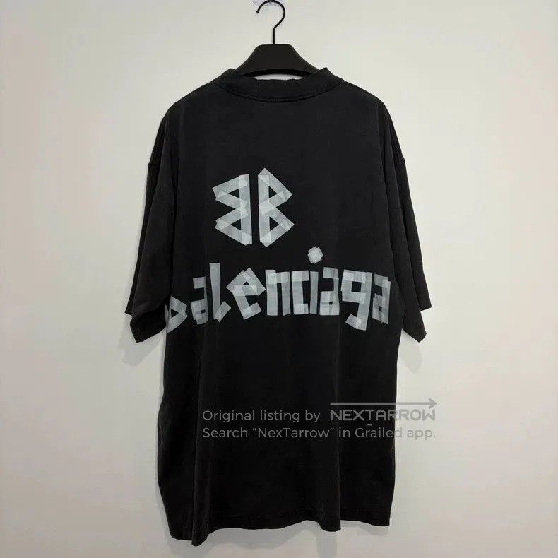 Balenciaga Balenciaga New Black Silver Tape Letter Tee. Size US S / EU 44-46 / 1 - 2 Thumbnail