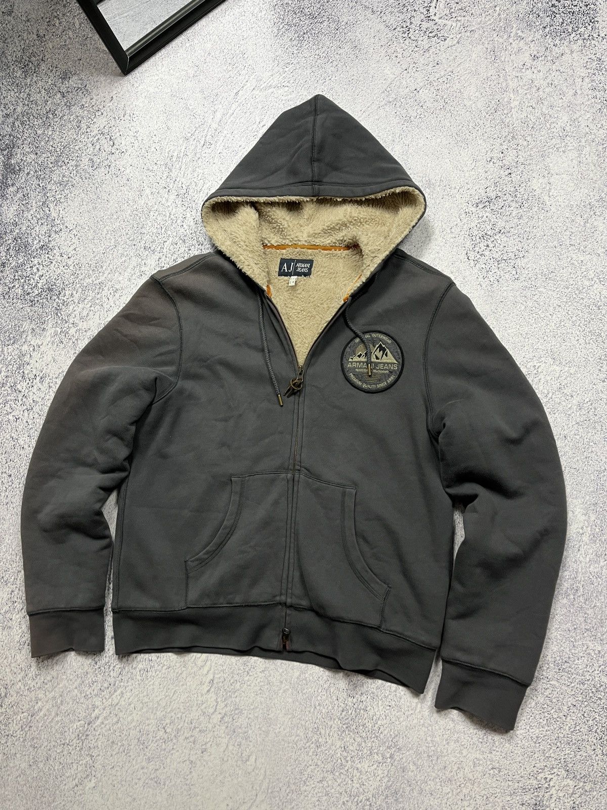 Giorgio Armani × Japanese Brand Armani Jeans Faded Japanese Fur Zip Hoodie Sherpa Jacket Size US M / EU 48-50 / 2 - 5 Thumbnail