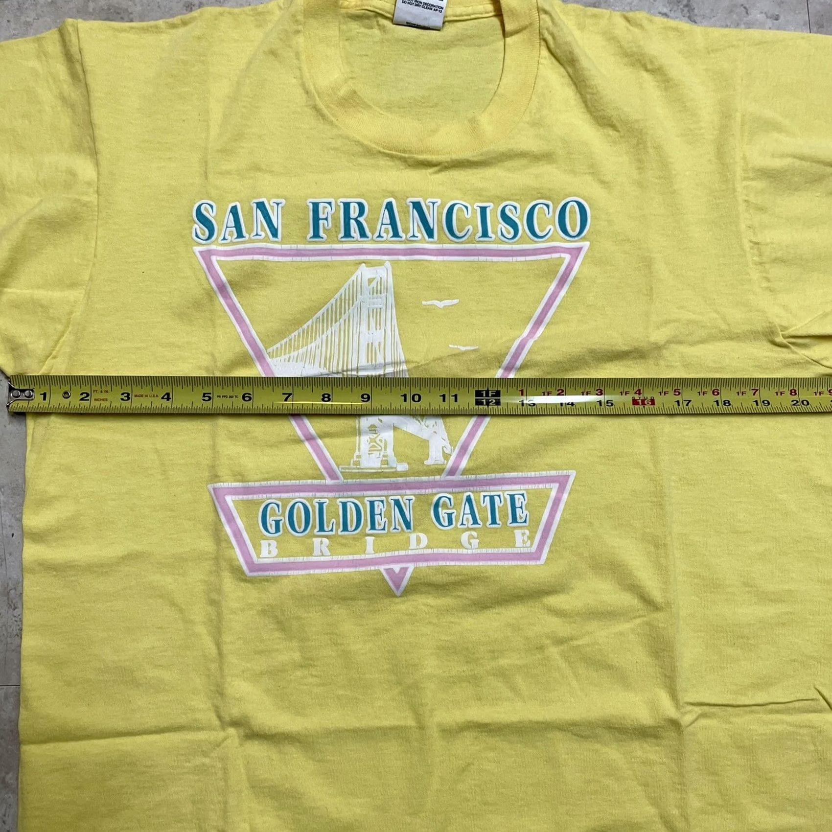 Vintage VTG 90s SAN FRANCISCO GOLDEN GATE BRIDGE T SHIRT Yellow SF USA SzL Unisex Short Sleeve Graphic Tee L Size US L / EU 52-54 / 3 - 6 Thumbnail