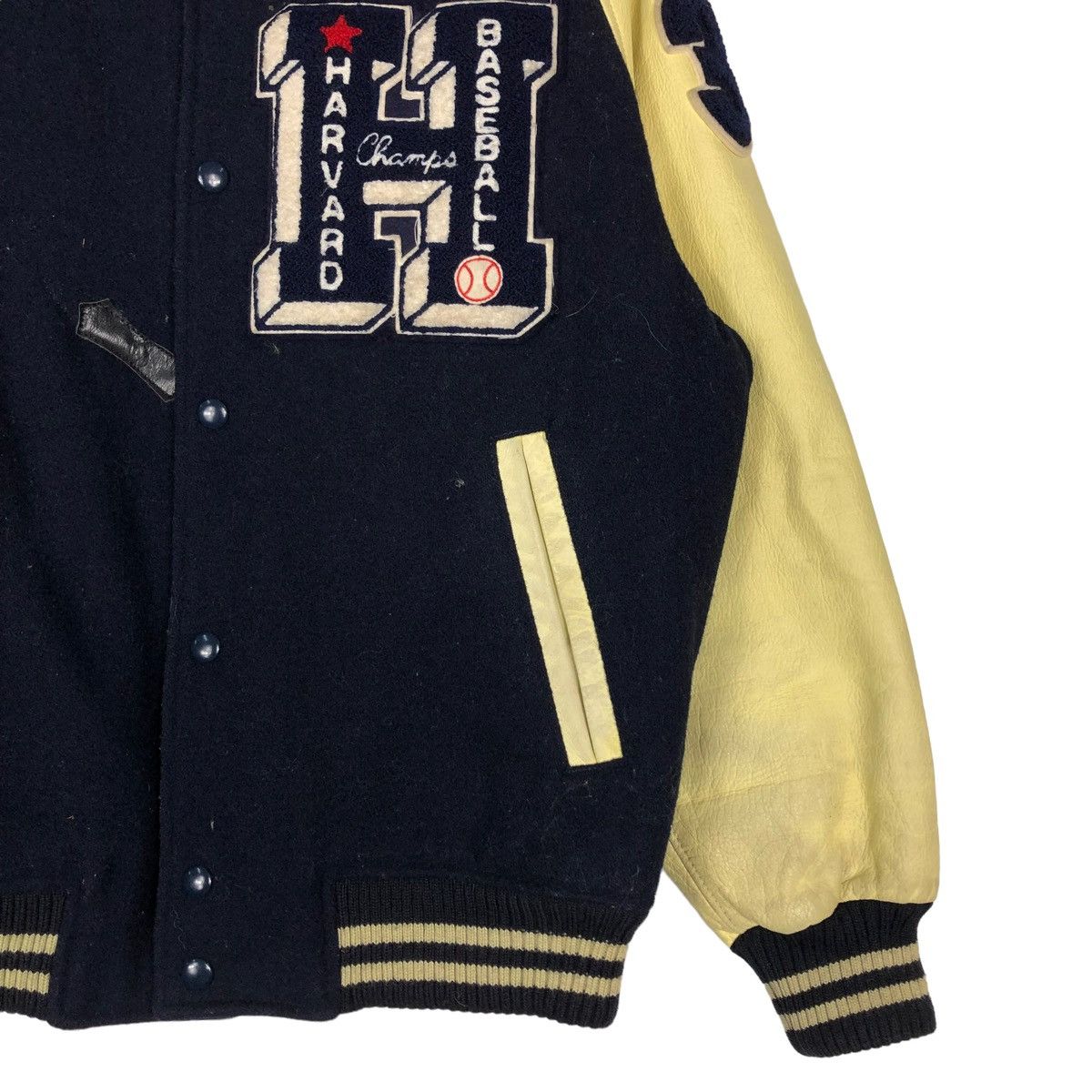 Vintage 🔥VINTAGE VARSITY JACKET LEATHER JUMPER HAVARD BASEBALL Size US L / EU 52-54 / 3 - 7 Thumbnail