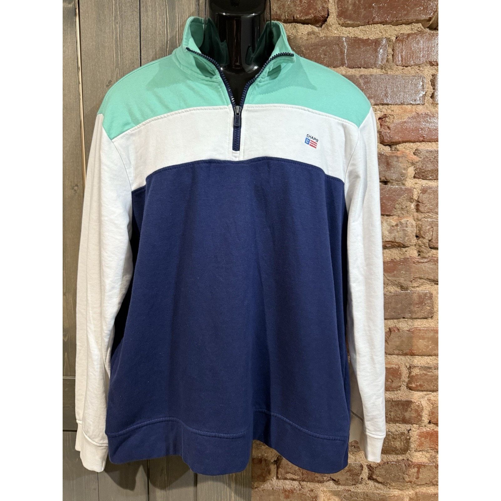 Chaps Chaps Color Block Fleece 1/4 Zip Sweatshirt XL Coastal Y2K Size US XL / EU 56 / 4 - 4 Thumbnail