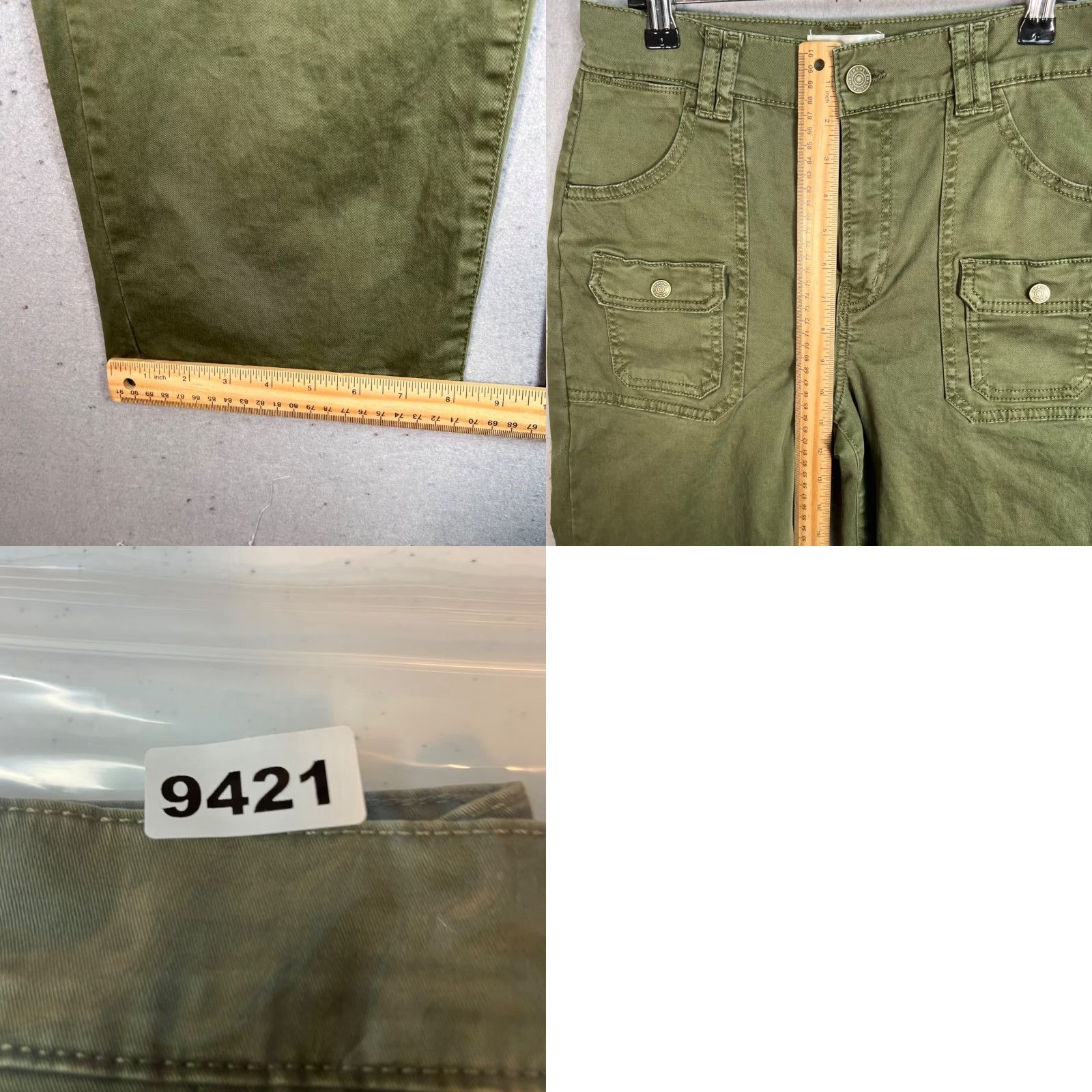 Frame VINTAGE FRAME Womens Cargo Pants 27 Green Cotton Elastane High-Rise Straight Leg Size 27" / US 4 / IT 40 - 8 Thumbnail