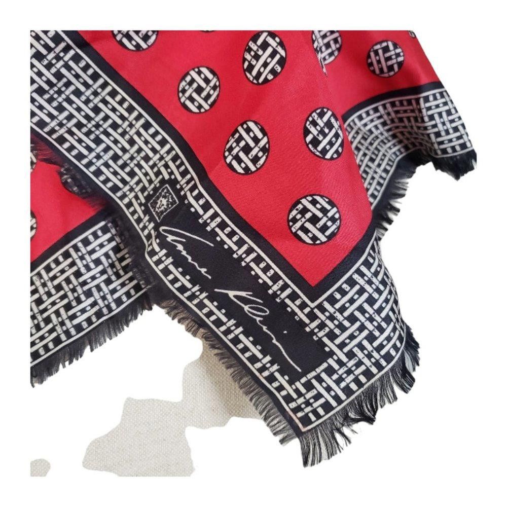 Designer CT861 Anne Klein Vintage Silk Red, White & Black Scarf Size ONE SIZE - 4 Thumbnail