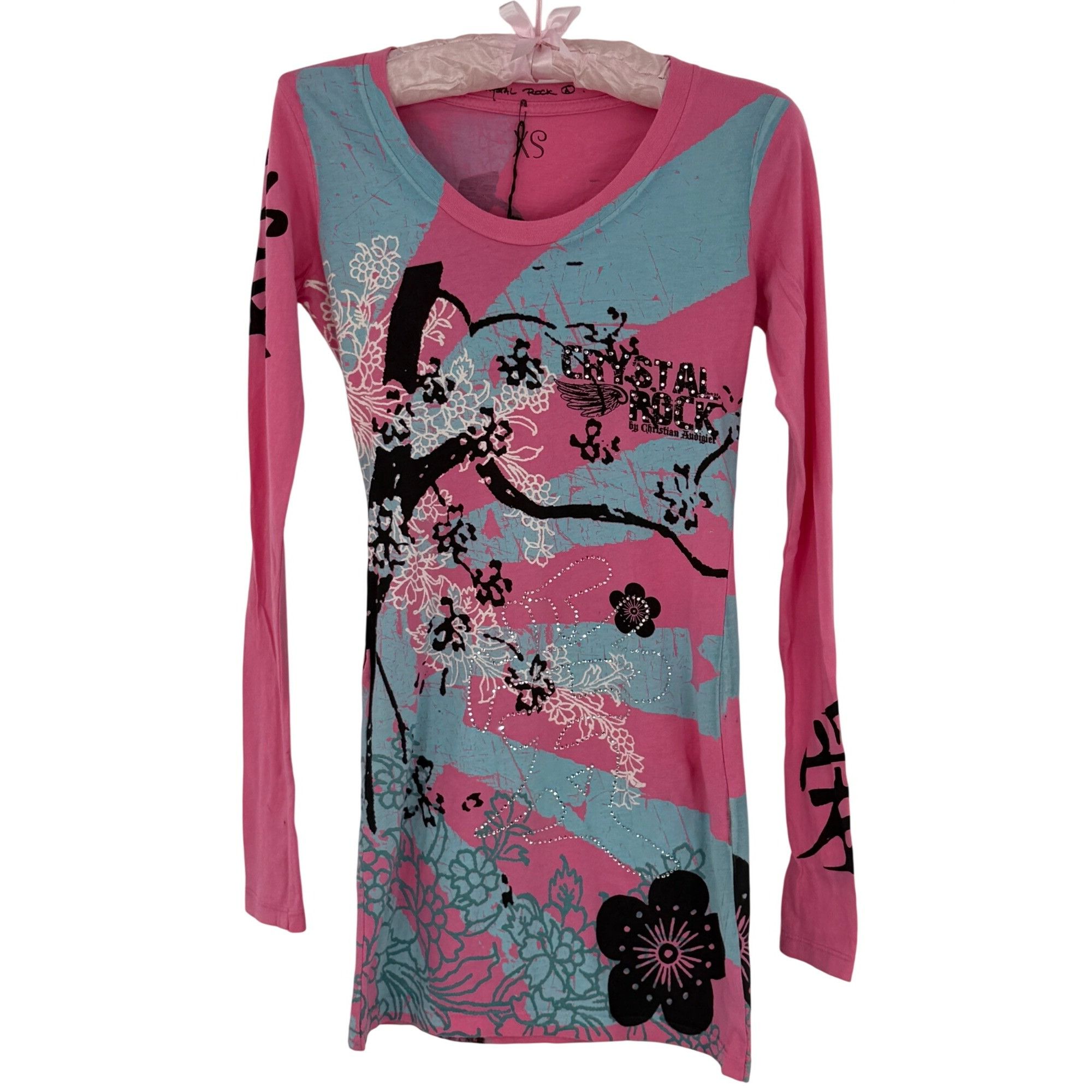 Christian Audigier NWT Ltd Ed Crystal Rock Christian Audigier Pink Rhinestone D Size XS / US 0-2 / IT 36-38 - 11 Thumbnail
