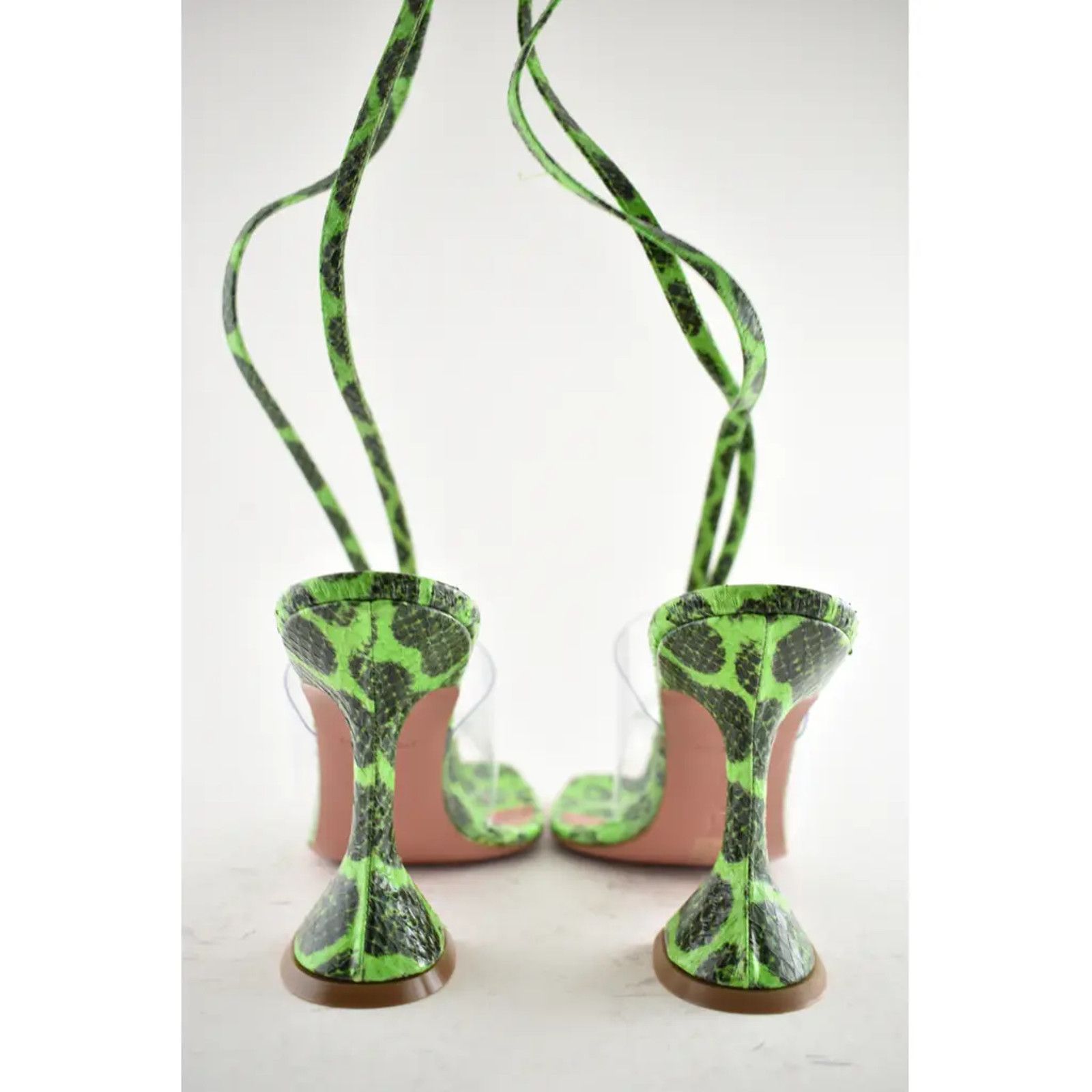Amina Muaddi Zula Ayer Snake Thong PVC Lace Up Tie Sandal Heel Pump 36.5 Size US 6.5 / IT 36.5 - 10 Thumbnail