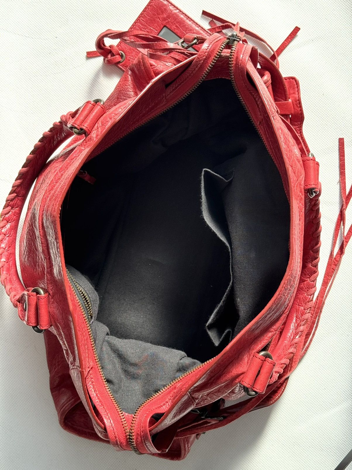 Balenciaga Authentic Balenciaga Red City Bag Real Leather Handbag Size ONE SIZE - 12 Thumbnail