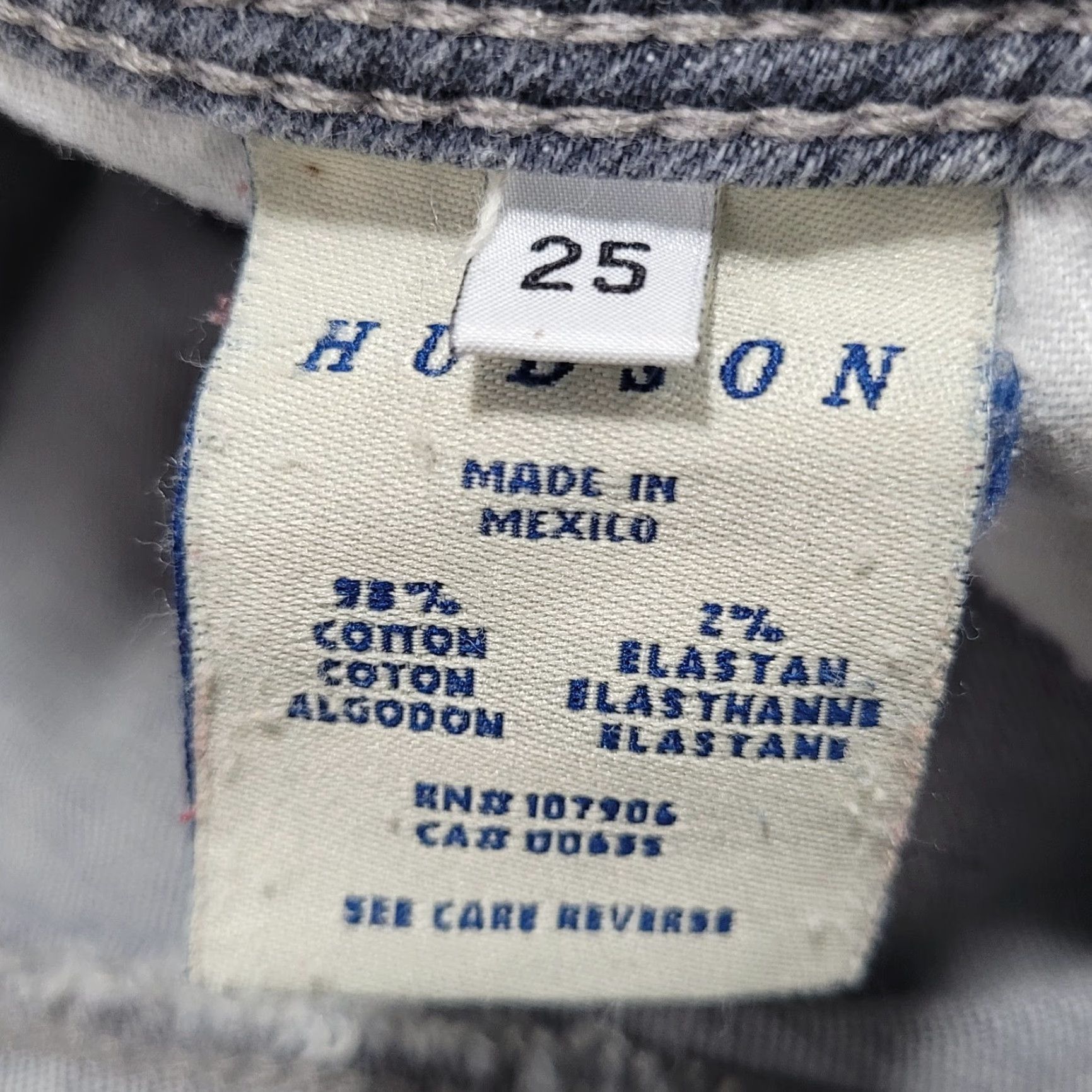 Hudson Hudson Jeans Womens 25 Grey Denim Low Rise Flap Pockets Stretch Skinny 5-Pocket Zip Button 27x29 Size 42" / US 20 - 3 Thumbnail