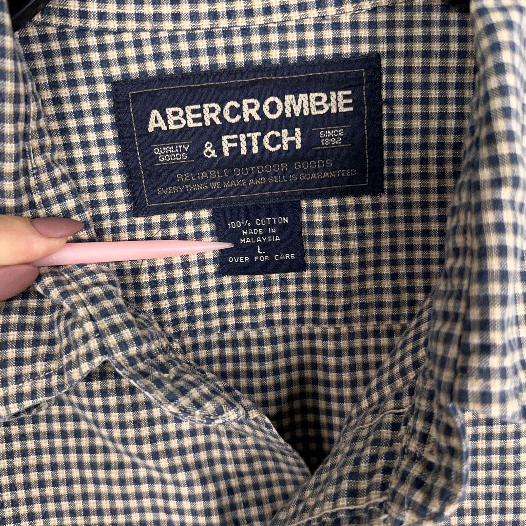 Abercrombie & Fitch VINTAGE Abercrombie & Fitch Shirt Mens Large Blue Beige Plaid Casual Cabin Outdoor Size US L / EU 52-54 / 3 - 5 Thumbnail