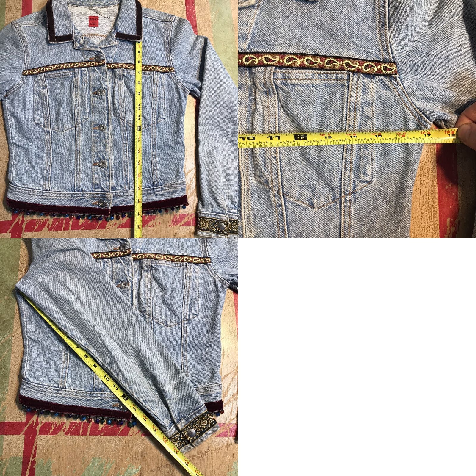 Vintage VINTAGE ABS by Allen Schwartz Beaded Denim Jacket Womens Petite PP Blue Denim Beaded USA Designer Jacket Girls Womens Size XXS / US 00 / IT 34 - 8 Thumbnail