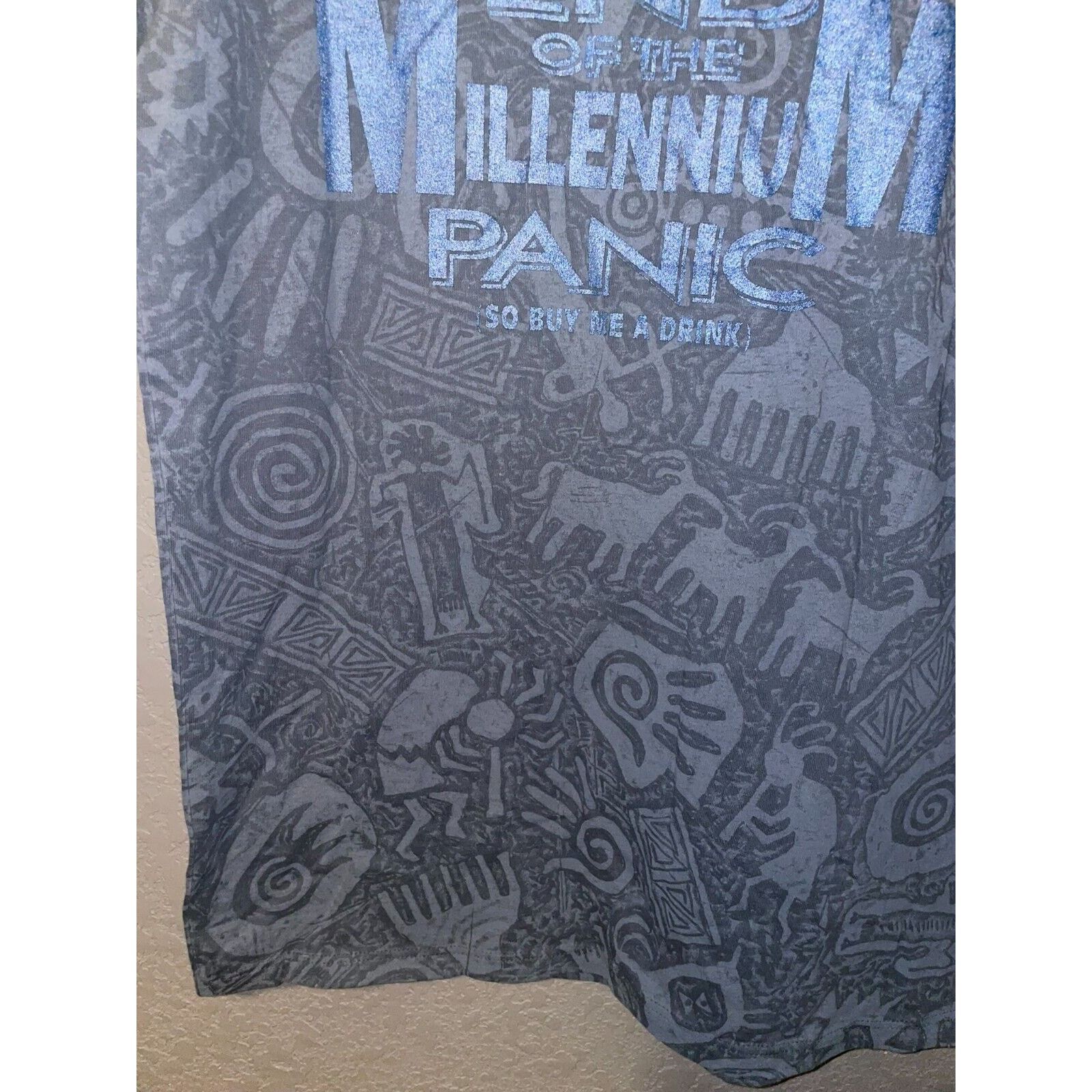 Jerzees Vintage End Of Millennium Shirt I Survived Panic AOP 90s VTG Size US M / EU 48-50 / 2 - 6 Thumbnail