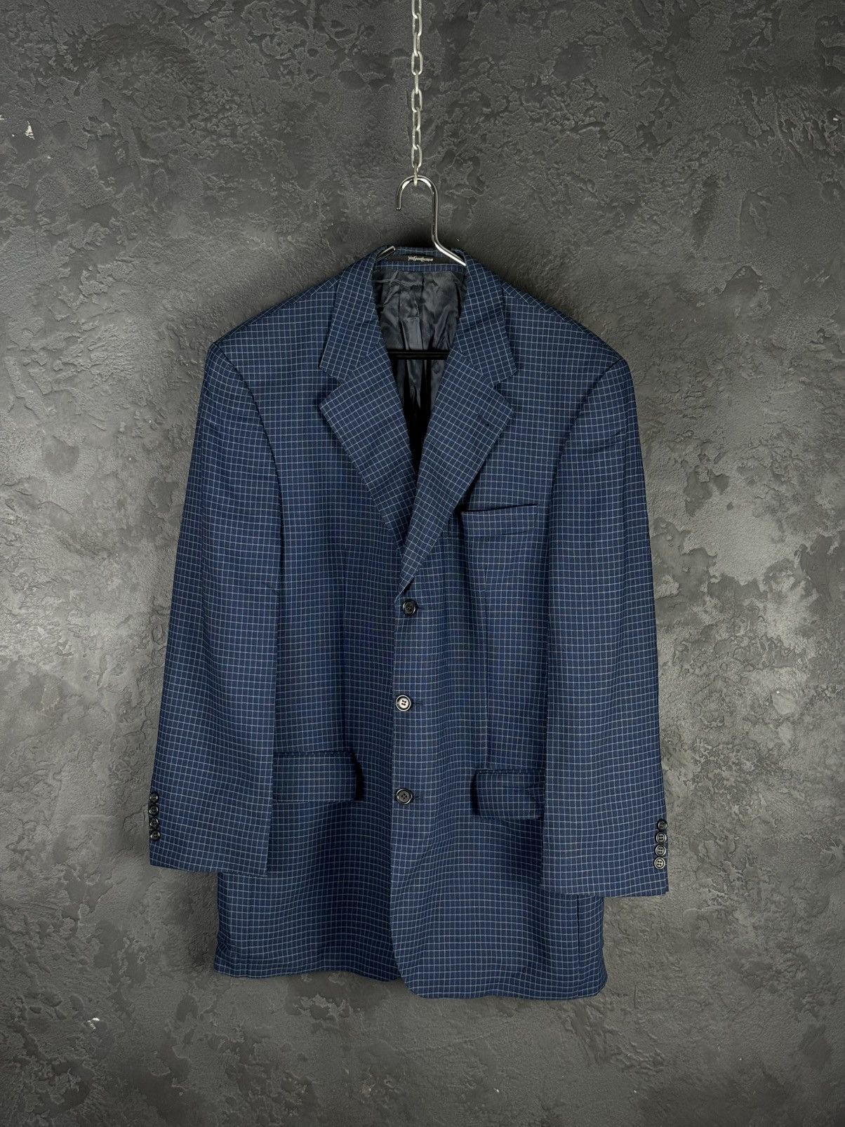 Yves Saint Laurent Yves Saint Laurent Vintage Mens Blue Coat Blazer Jacket Size 54R - 1 Thumbnail
