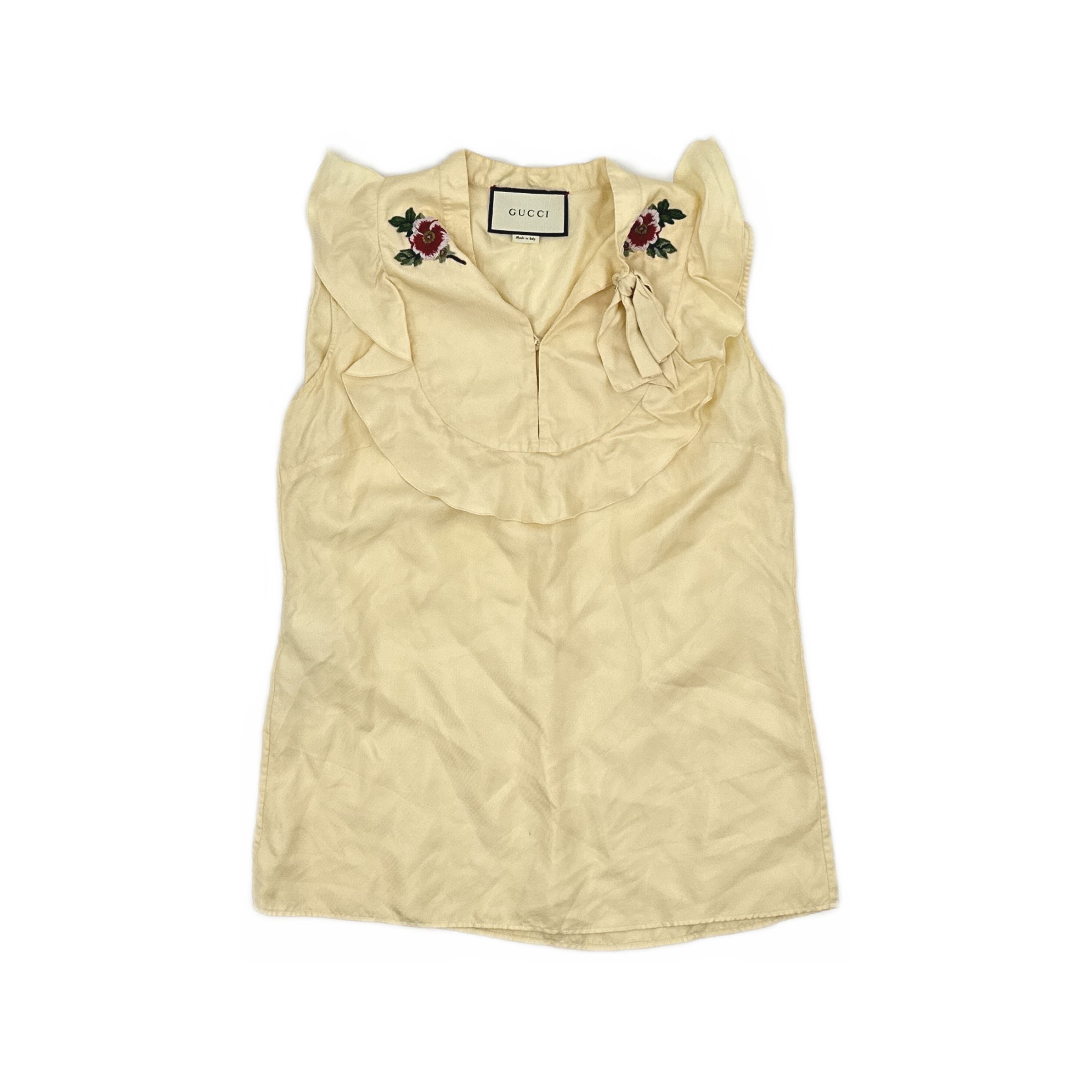 Gucci Gucci Embroidered Ruffle Sleeveless Blouse Size 40 Size S / US 4 / IT 40 - 1 Thumbnail