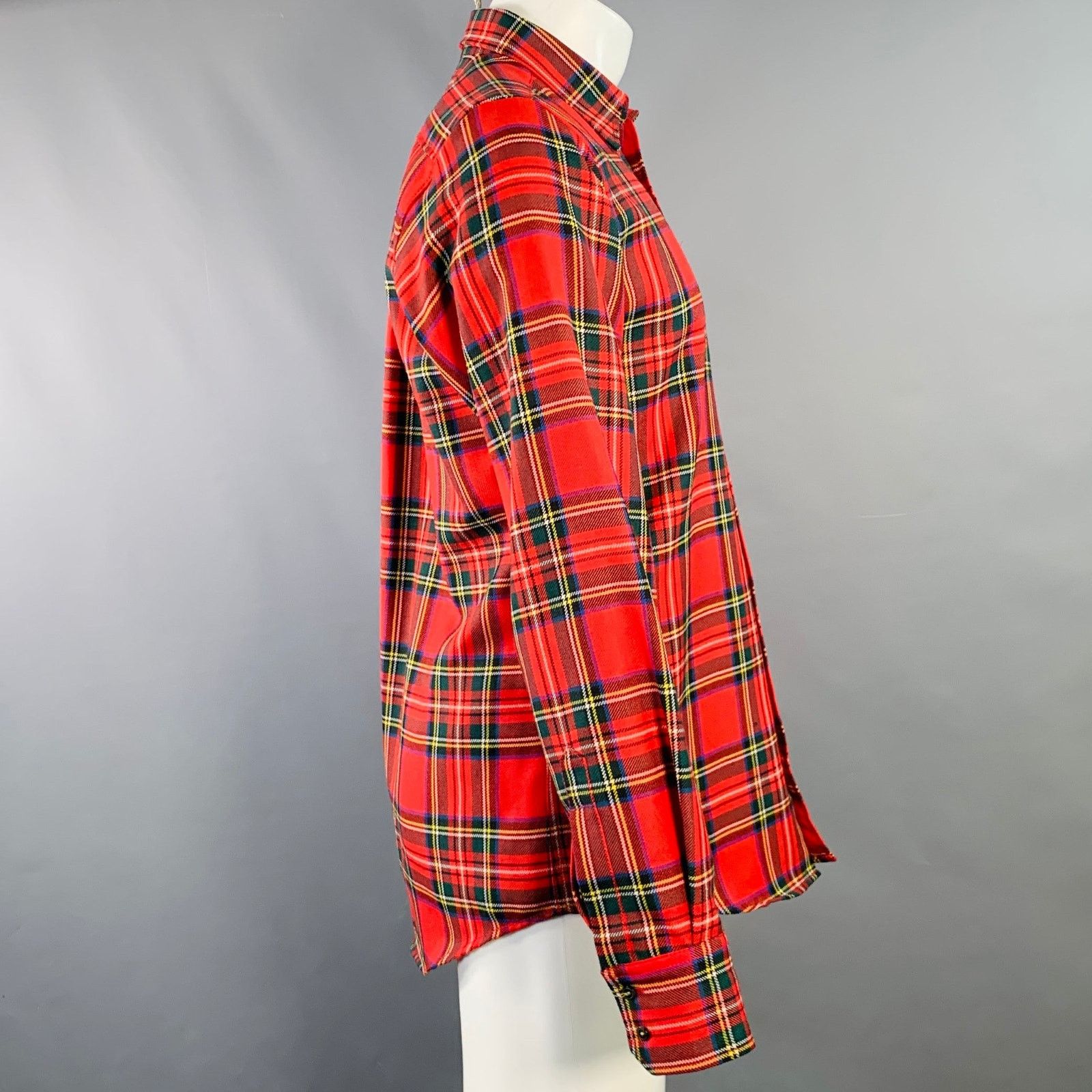 Dsquared2 DSQUARED2 Red MultiColor Wool Button Up Long Sleeve Shirt Size US M / EU 48-50 / 2 - 3 Thumbnail