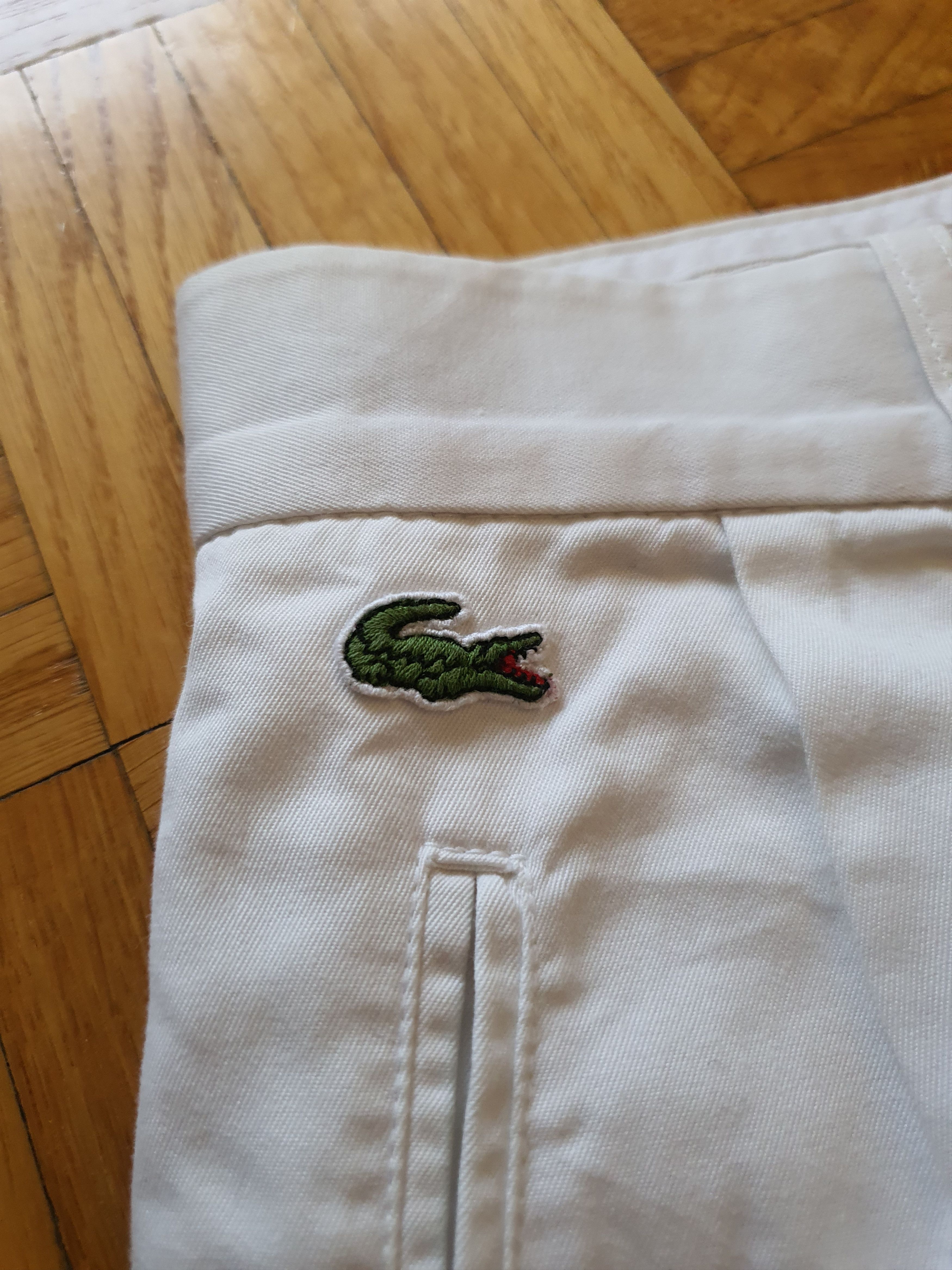 Lacoste Vintage White Cotton Pants Trousers - Double Pleated - W30 Size US 36 / EU 52 - 5 Thumbnail