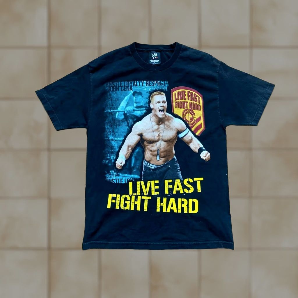 Olive WWE Vintage Mens L T Shirt John Cena 2002 RARE VTG Live Fast Fight Hard Black Crew Neck Short Sleeve Cartoon Logo Movie Promo 90s Mens Size US L / EU 52-54 / 3 - 1 Thumbnail