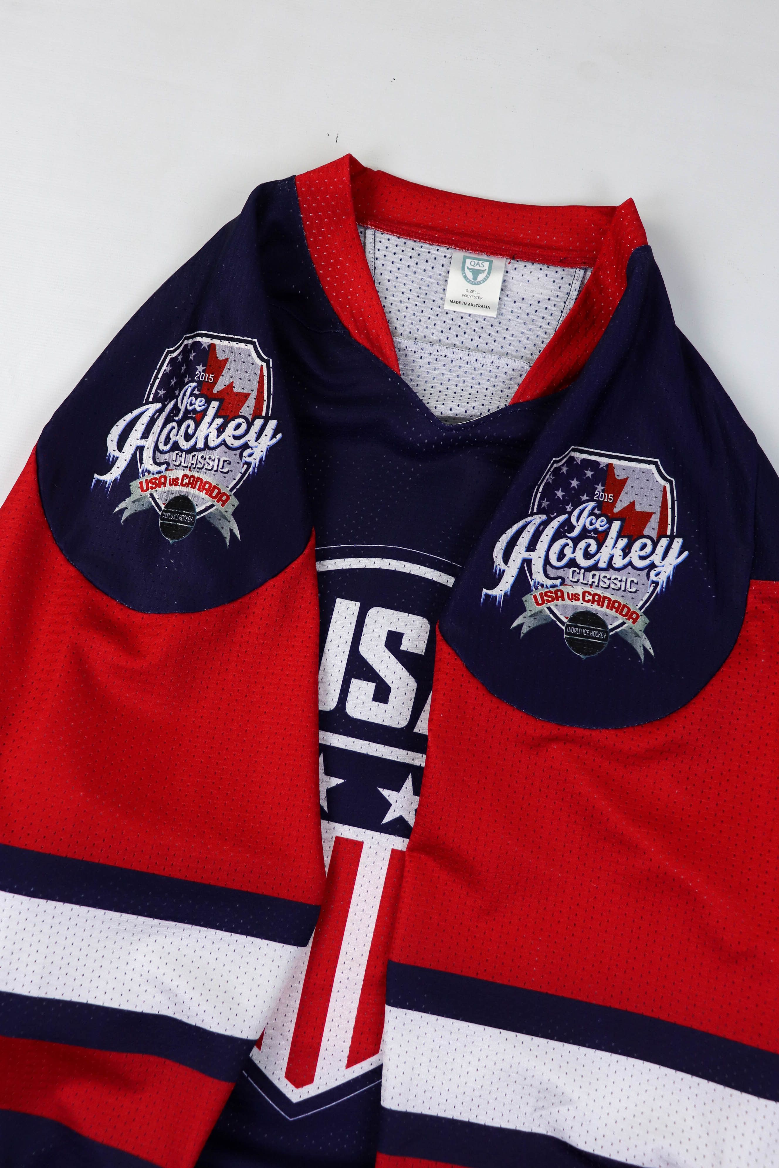 USA Olympics 2015 USA vs Canada Ice Hockey Oversized Baggy Mesh Jersey Size US L / EU 52-54 / 3 - 8 Thumbnail