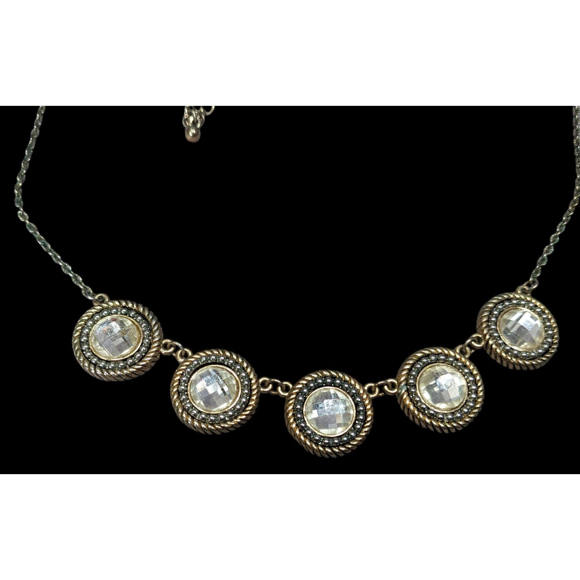 Other Elegant Glam Gold Tone Faceted Glass Gemmed Necklace Size ONE SIZE - 3 Thumbnail