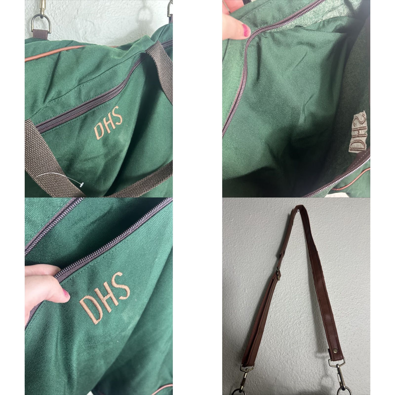 Vintage VINTAGE L.L. Bean Bag Duffel Travel Carry On 23"x16"x7" Green Leather Canvas Maroon Brass Hardware Womens Men’s Travel Bag Size ONE SIZE - 8 Thumbnail