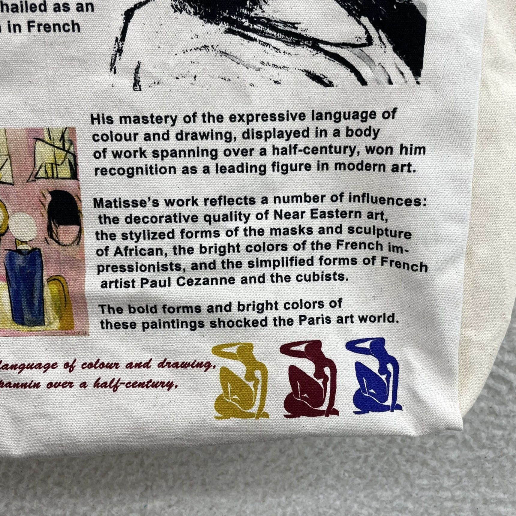 Vintage Henri Matisse Art Print Canvas Tote Bag Grandma Cottagecore French Parisian Size ONE SIZE - 5 Thumbnail